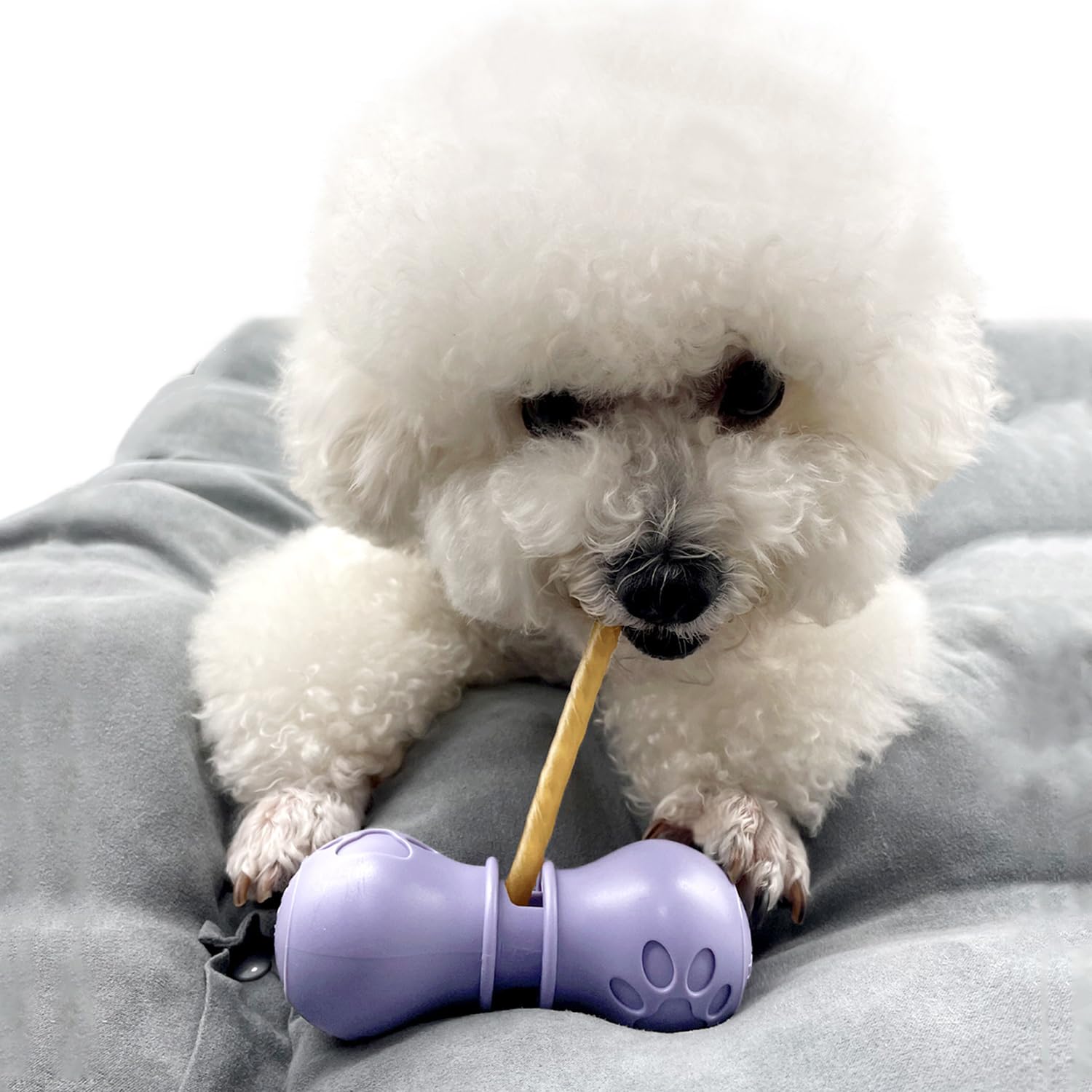 Bonivet Bully Stick Holder For Dogs, Chew Holder, Prevent Choking Safety Device (Purple, Small)