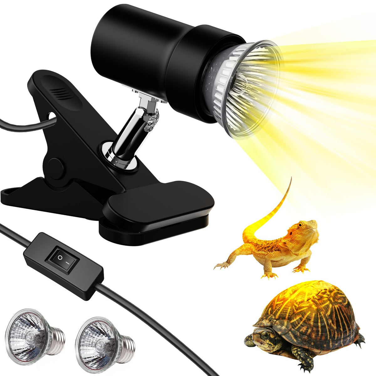 Moonorange Reptile Heat Lamp, Rotatable Uva/Uvb Light Lamp With 2Pcs Basking Bulbs (25W + 35W), Suitable For Bearded Dragon, Sna