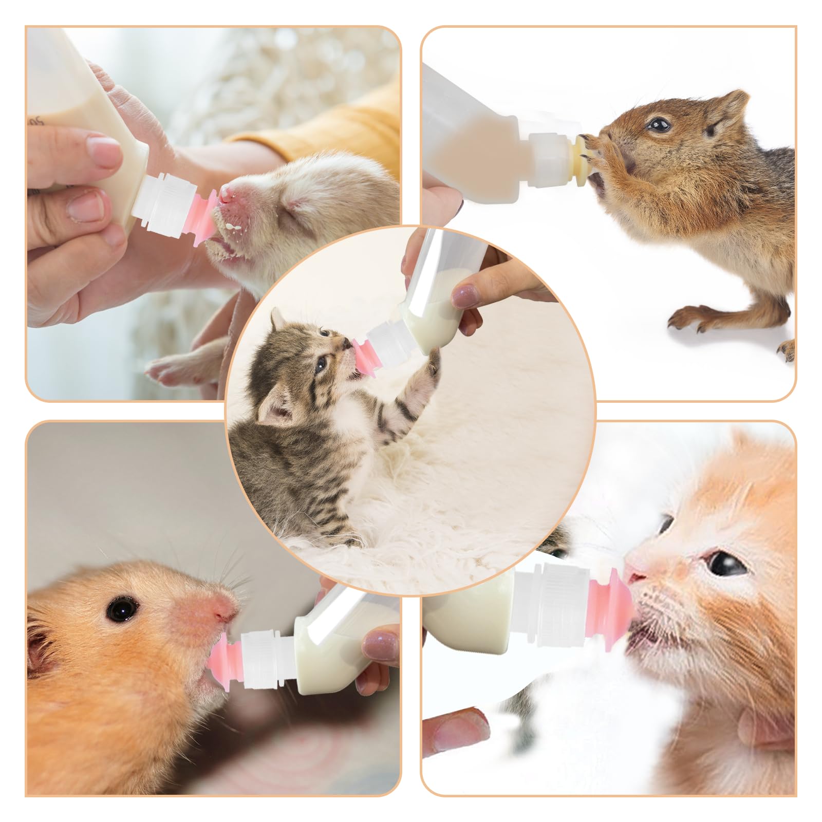 FEDIPUP Puppy Bottles for Nursing Puppy Milk, Pack of 5 Kitten Bottles for Nursing Newborn, Puppies Milk Feeder with Silicone Ni