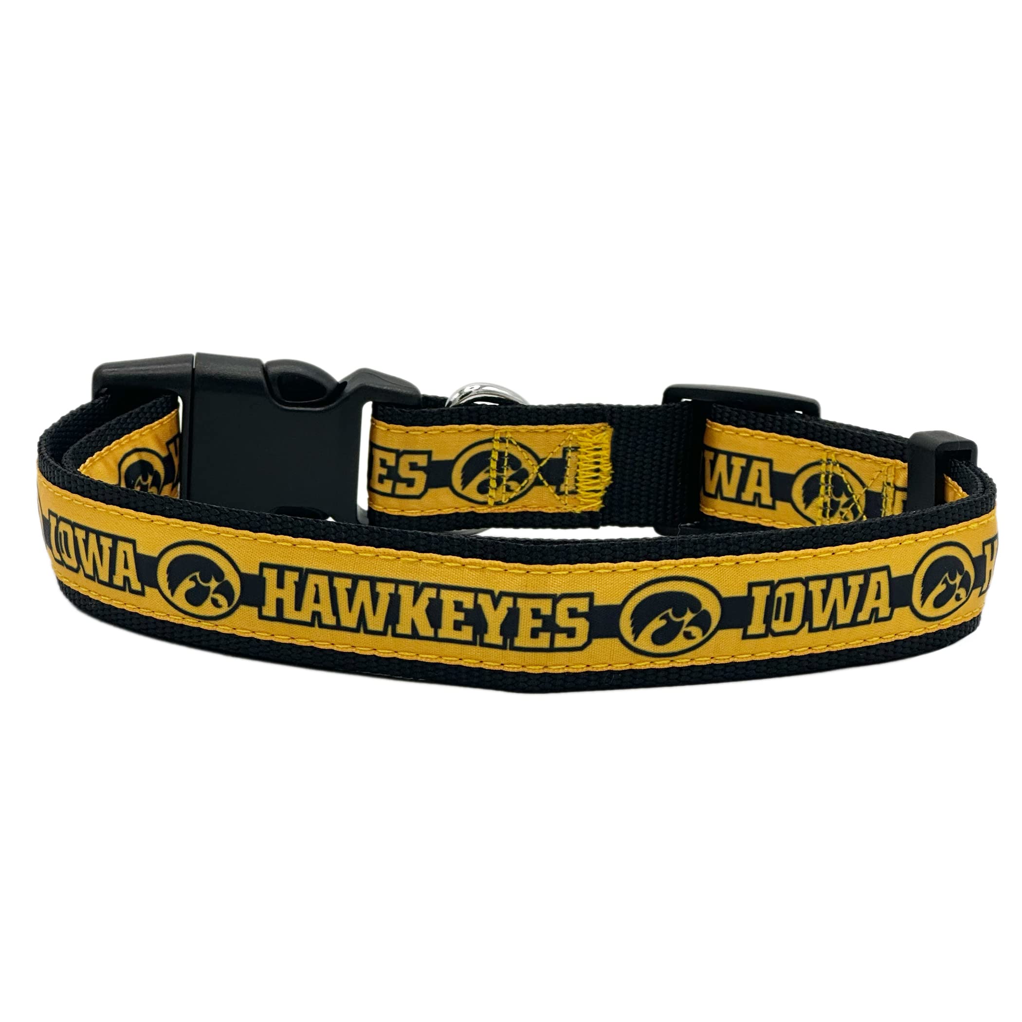 Pets First Collegiate Pet Collar New Version Iowa Hawkeyes Dog Collar, Size Small. Best Sports Team Color For Dogs & Cats. A Shi