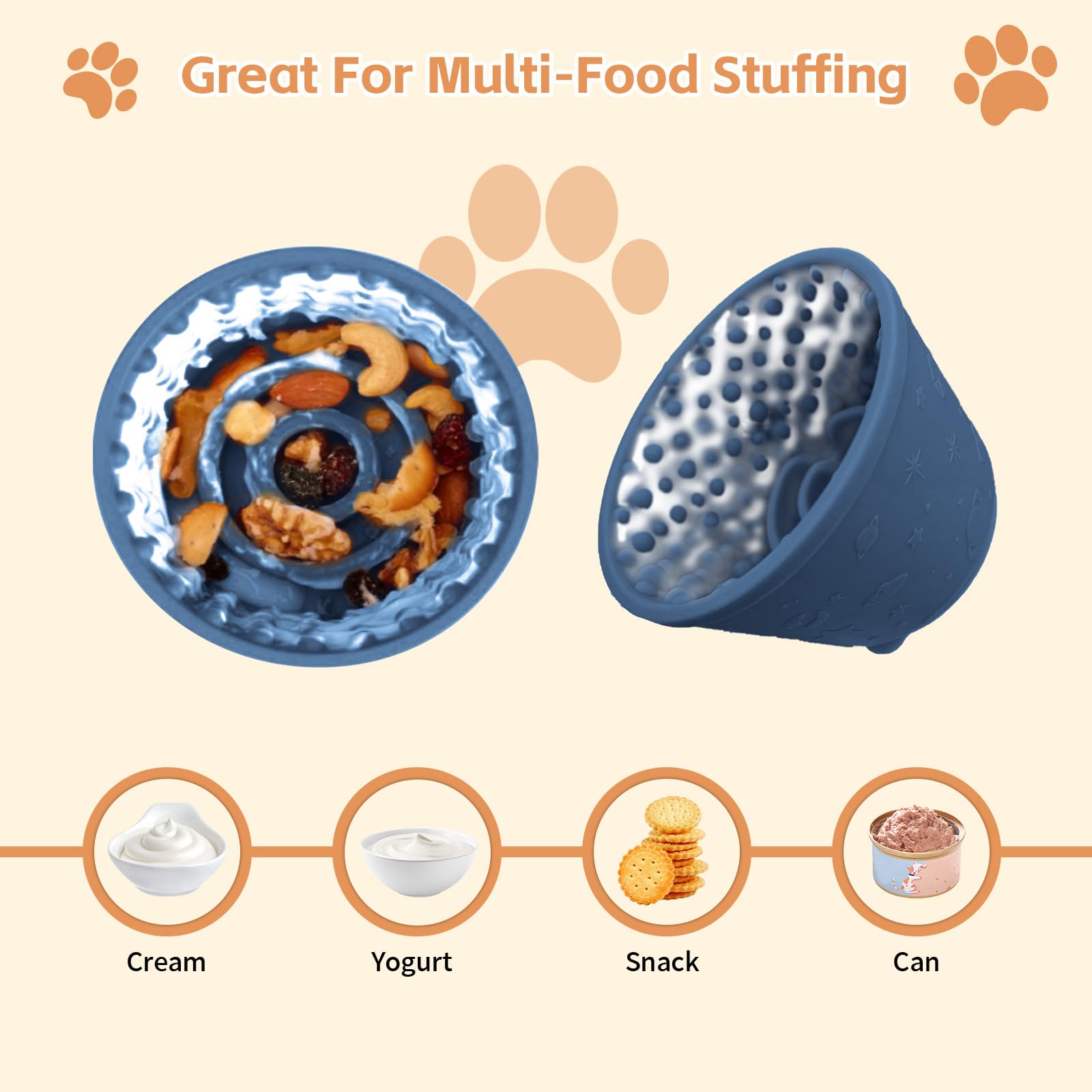 Dog Lick Bowl with Brush Scraper,Anxiety Relief Non-Slip Treat Dispenser,Durable Anti-Choking Enrichment Slow Feeder Licking Bow
