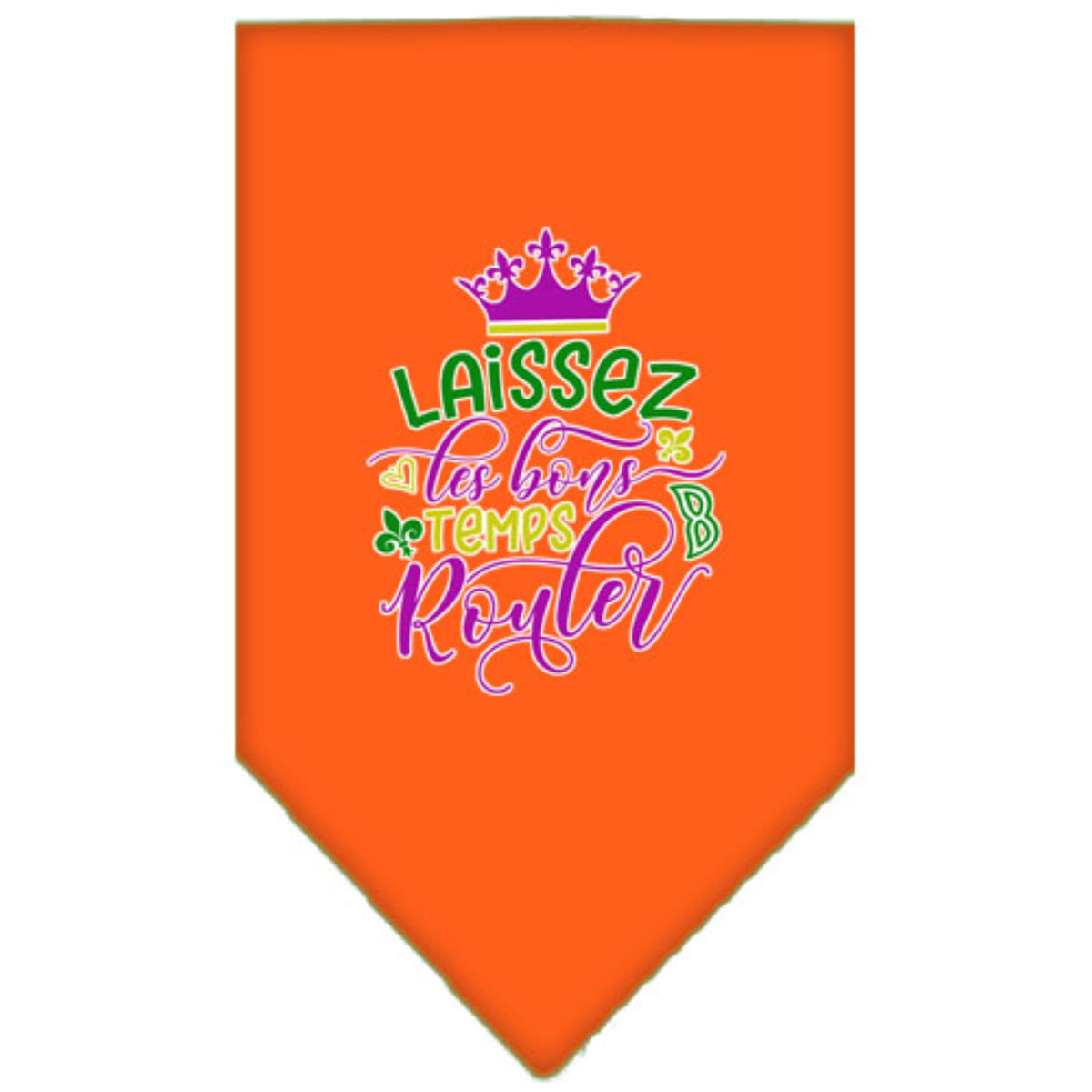 Pet and Dog Bandana Screen Printed, &quot;Laissez Les Bons Temps Rouler&quot; Orange Large