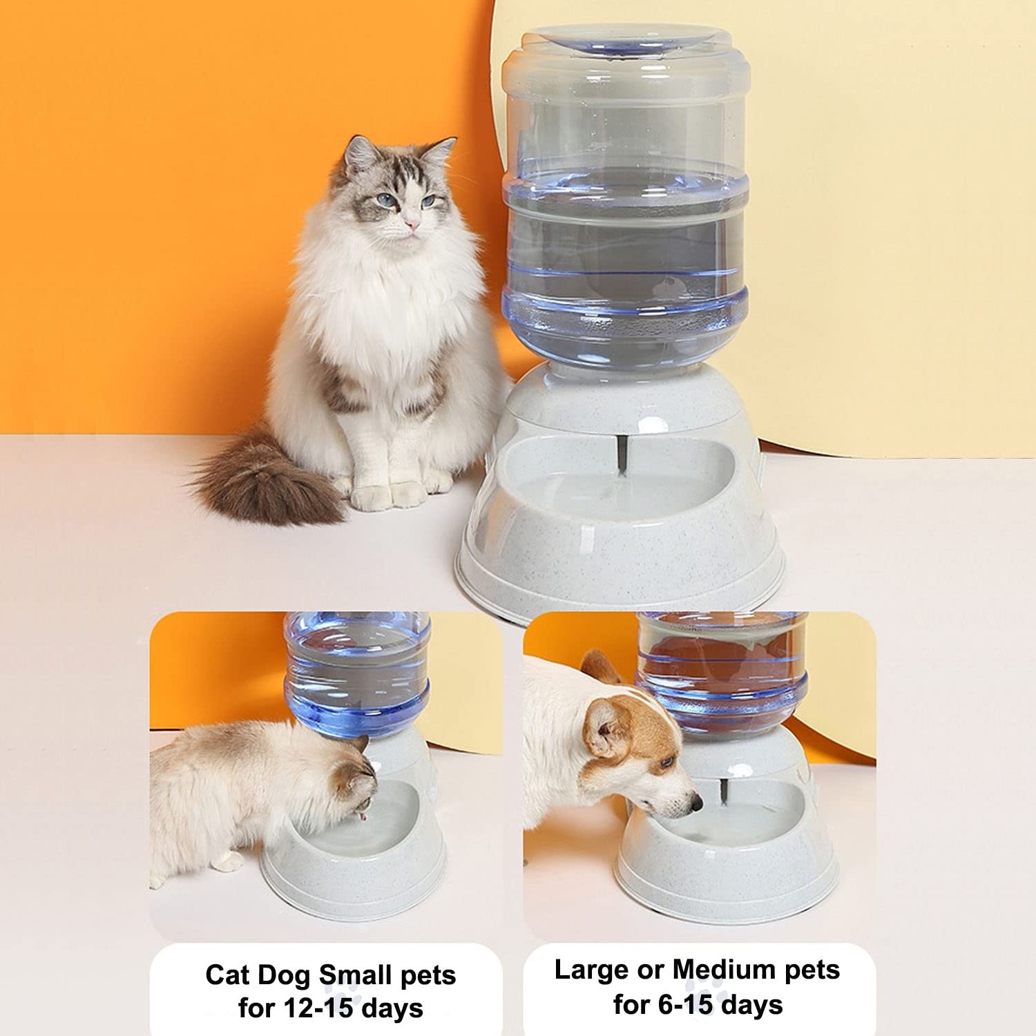 Pet Water Dispenser Station - 3 Gallon/11L Replenish Pet Waterer For Large Dog Cat Animal Automatic Gravity Water Drinking Fountain Bottle Bowl Dish Stand