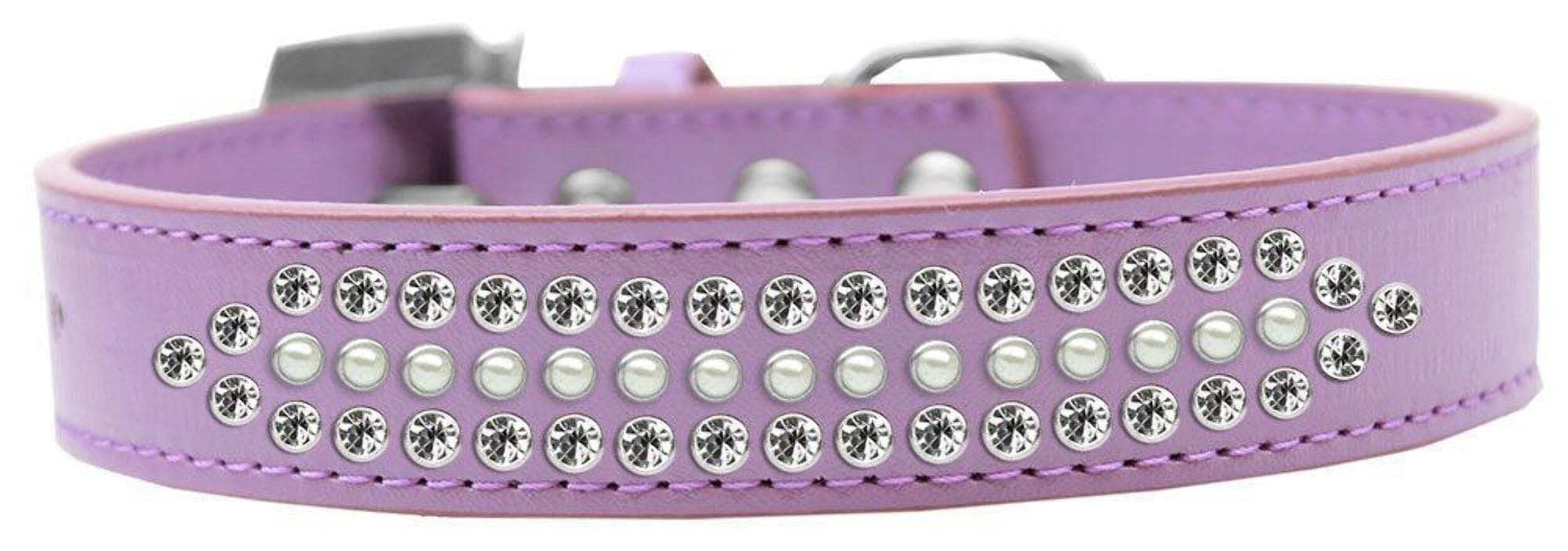 Mirage Pet Products Ritz Pearl and Clear Crystal Dog Collar, Size 20, Black