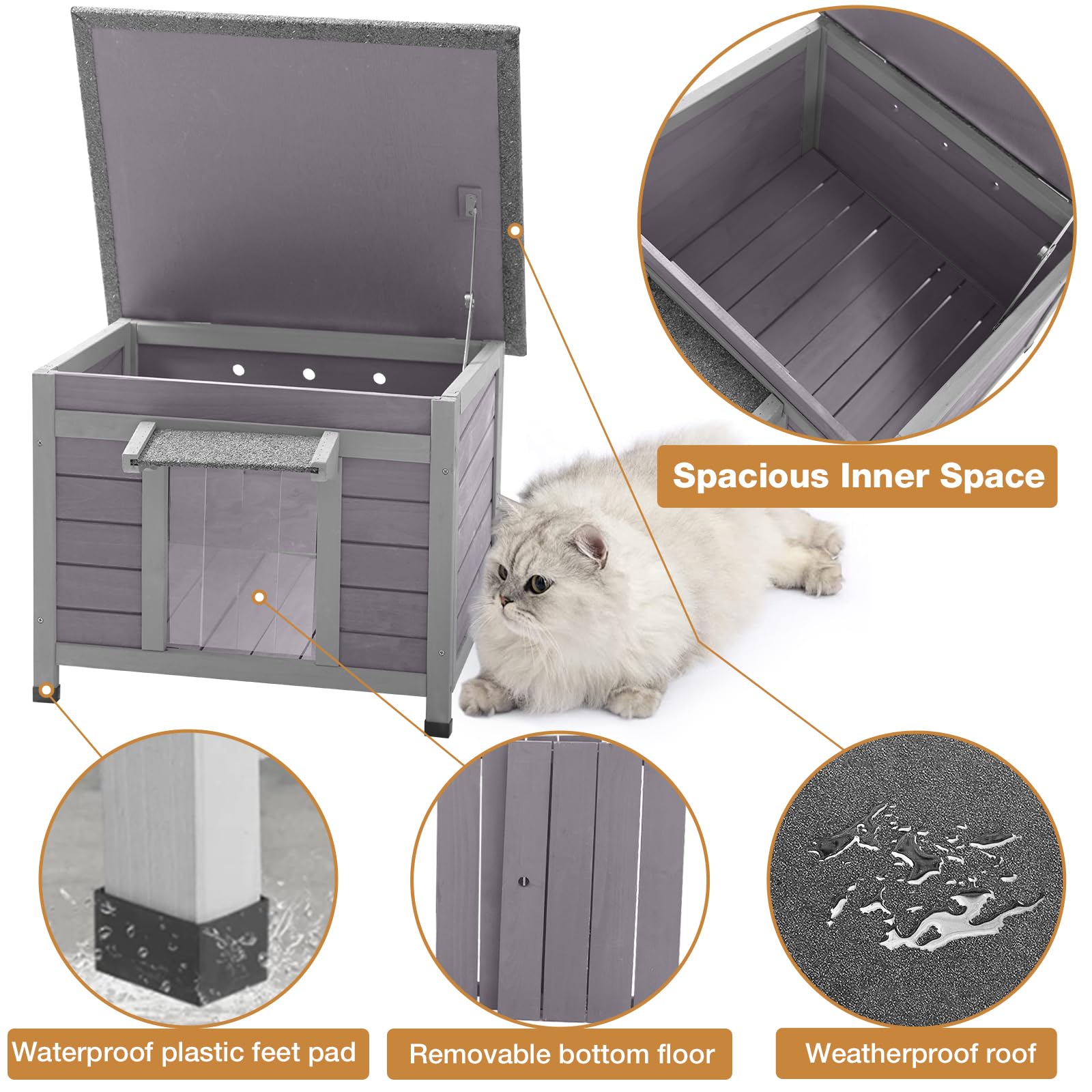 Outdoor Cat House Feral Cat Enclosure, Small Pet House Bunny Cage Outside, Rainproof Cat House