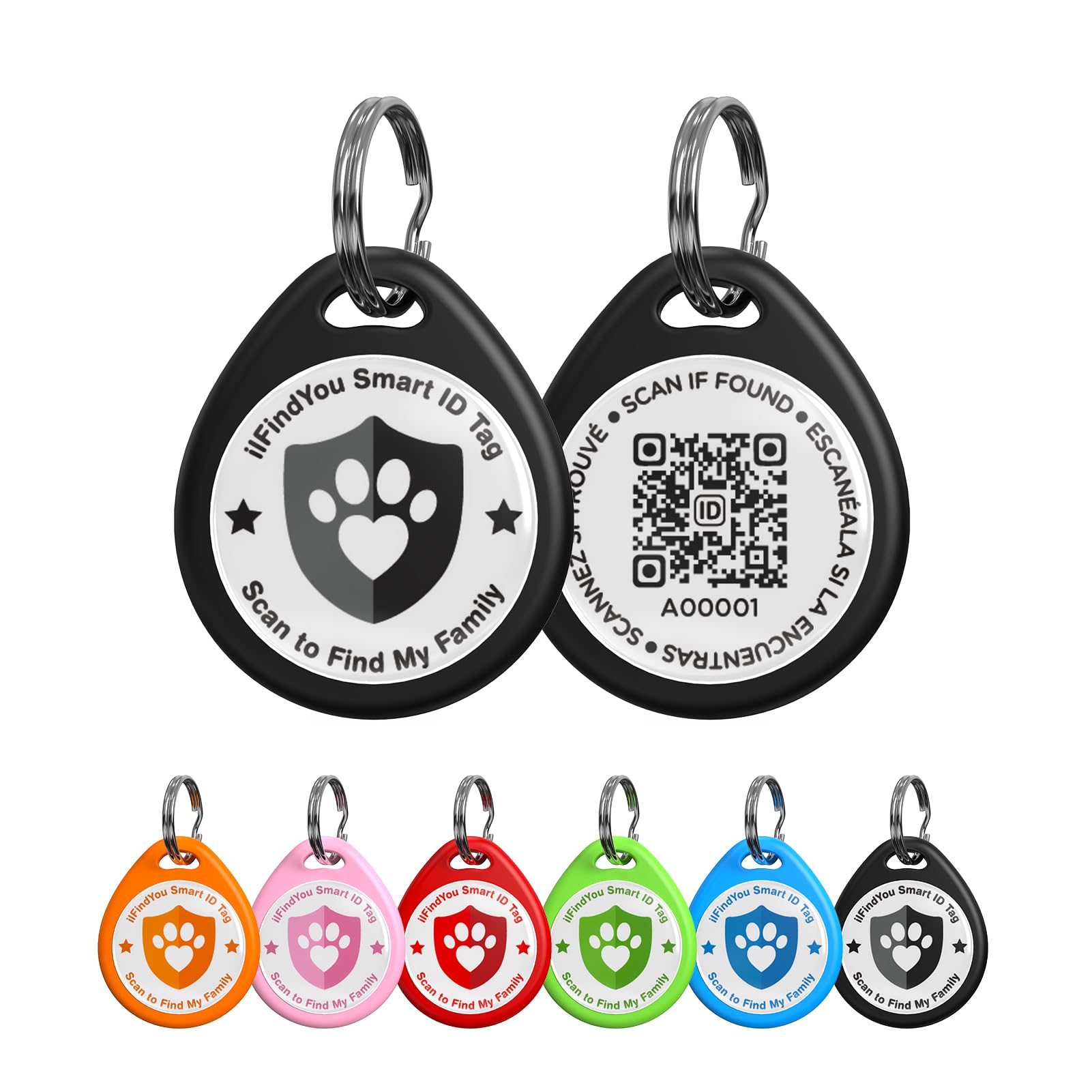 Ilfindyou Dog Tags Personalized, Qr Code Pet Id Tags For Dog Collar, Online Profile, Scan Location Alerts, Blue