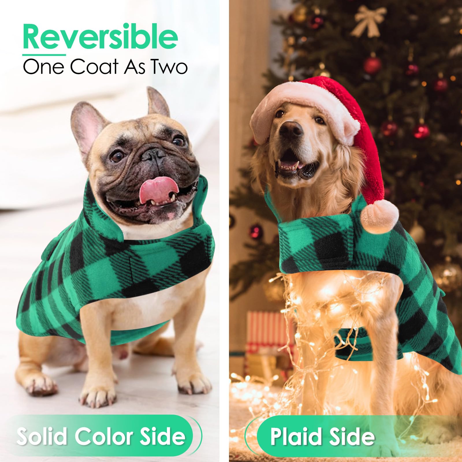 AOFITEE Dog Jacket Plaid Dog Winter Coat, Warm Dog Puffer Jacket, Small Dog Sweater, Reversible Dog Cold Weather Coat for Small