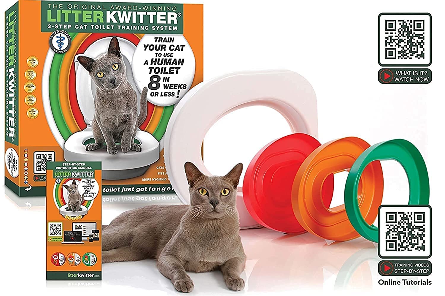 Cat Toilet Training System By Litter Kwitter - Teach Your Cat To Use The Toilet - With Instructional Dvd