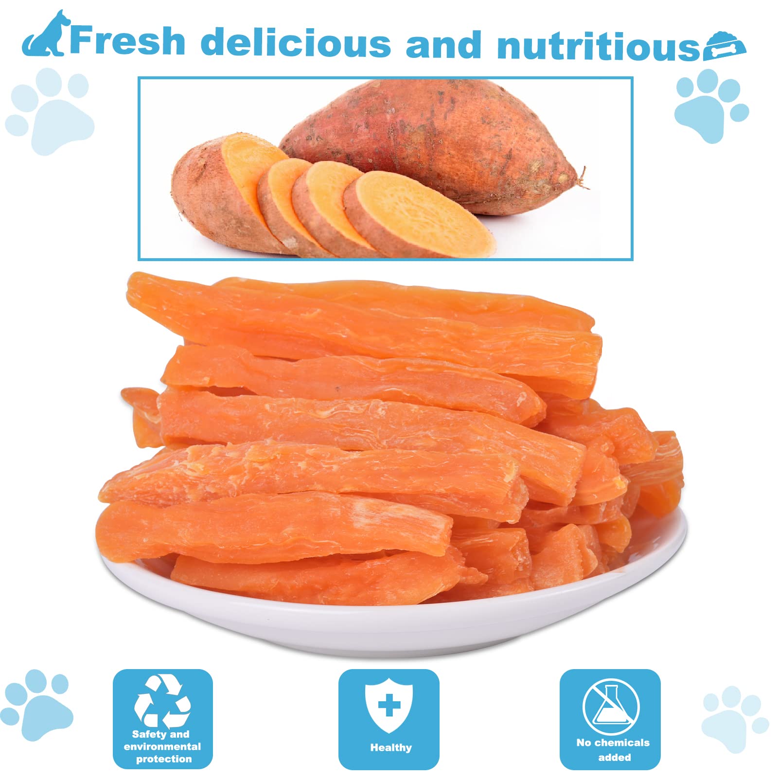 Pawant Sweet Potato Dog Treats no Rawhide for Small and Large Dog Sticks Puppy Training Snacks Grain Free 2lb