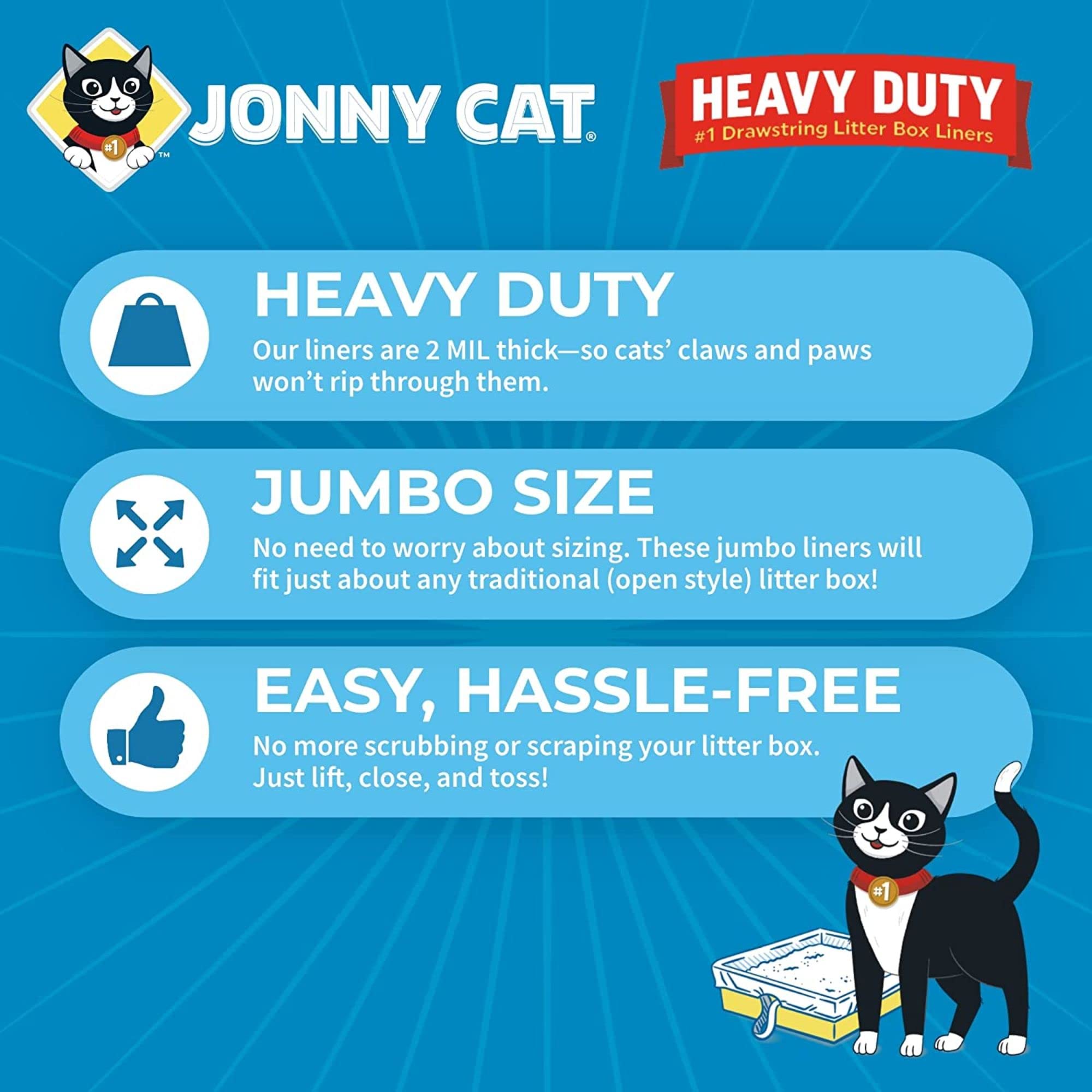Jonny Heavy Duty Cat Litter Box Liners (Pack Of 12), Cat Litter Box Liners Jumbo, 5 Liners Box