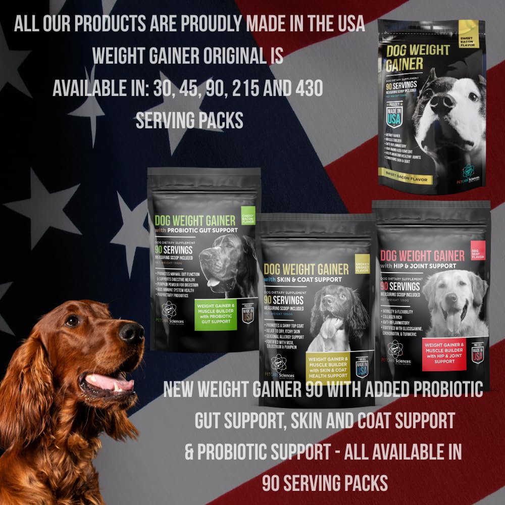 PET CARE Sciences Dog Weight Gainer with Hip and Joint Support - Weight Gain Supplements for Dogs - Canine and Dog Muscle Builde