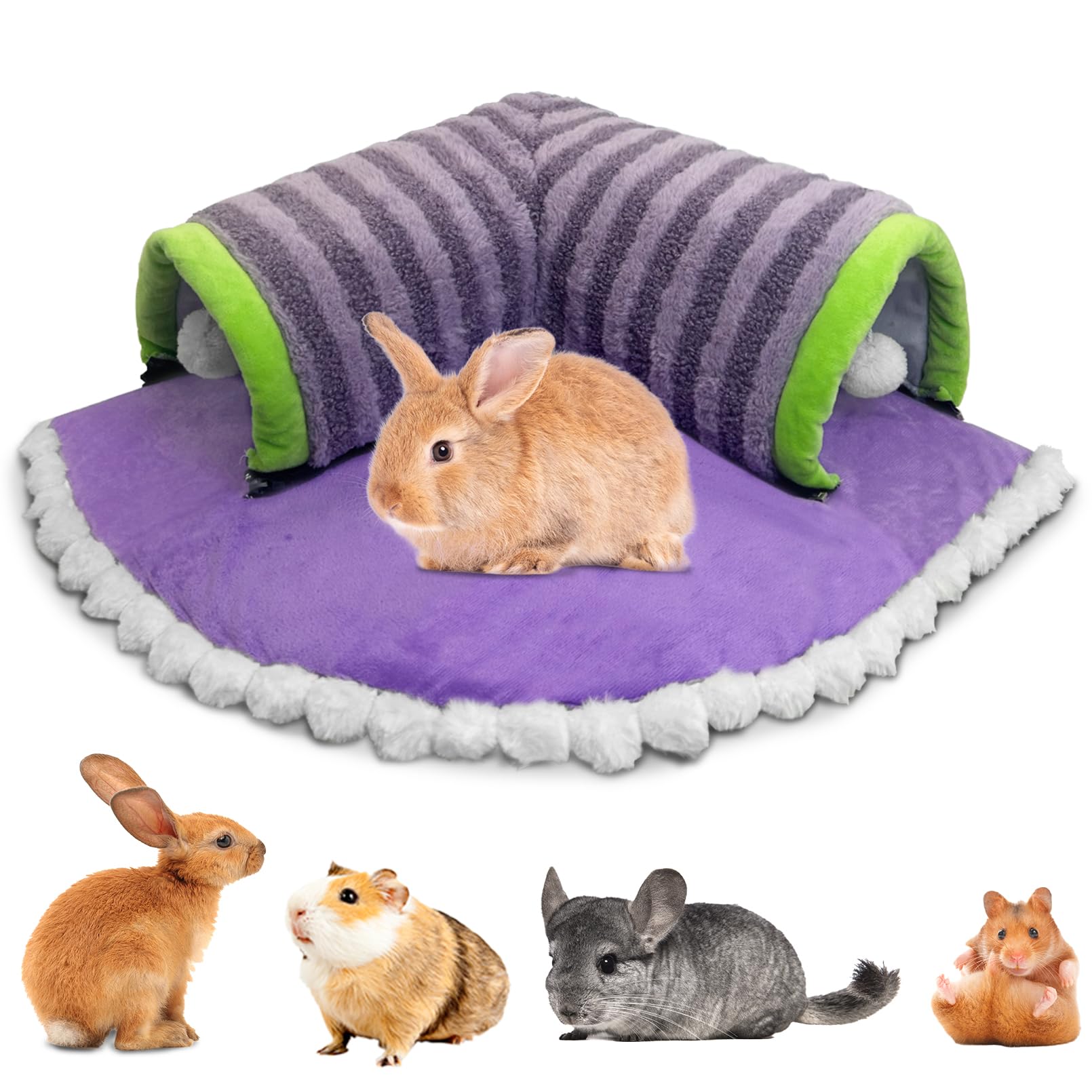 Pinvnby Guinea Pig Hideout Tunnel Bed Washable & Removable Rabbit Tubes Cozy Small Animal Tunnel Toys Guinea Pig Accessories For