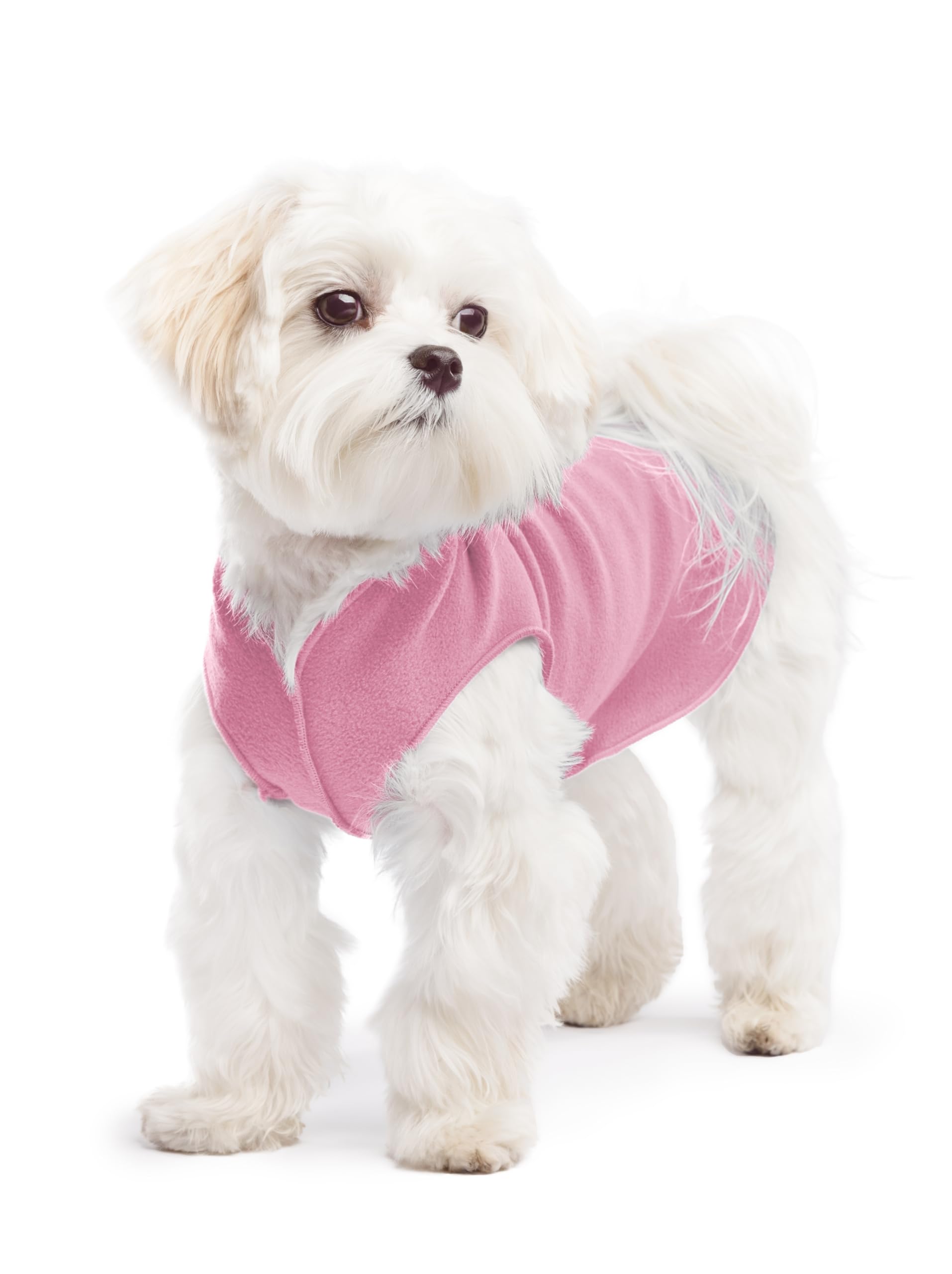 Gold Paw Stretch Fleece Dog Coat, Stretchy Pet Sweater, Machine Washable Pullover For Winter And Fall, Rose, 8