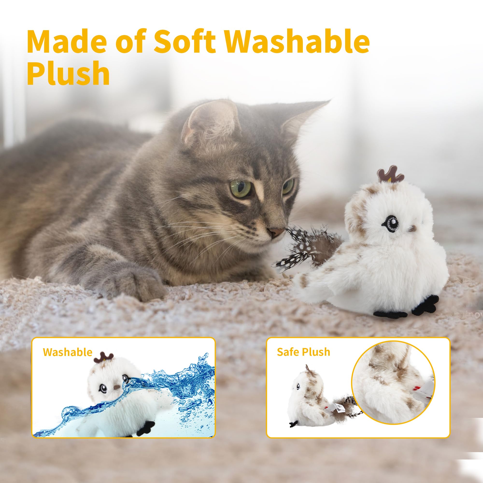 Gigwi Interactive Cat Toys For Indoor Cats, Flapping And Chirping Catnip Toys For Cat Exercise, Automatic Cat Toy With Beating W