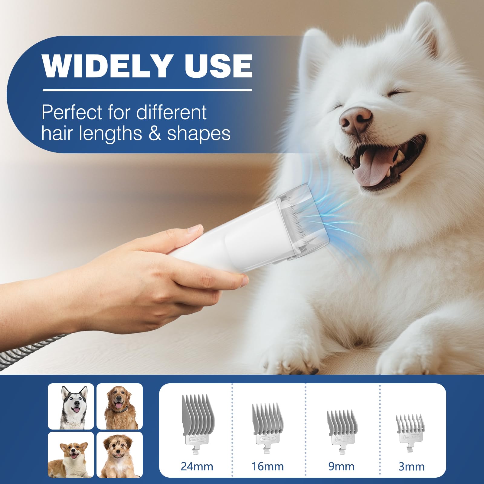 Ryrot Dog Grooming Vacuum & Pet Grooming Kit With 2.3L Capacity Larger Dust Cup Dog Brush Vacuum For Shedding Pet Hair Cleaner W