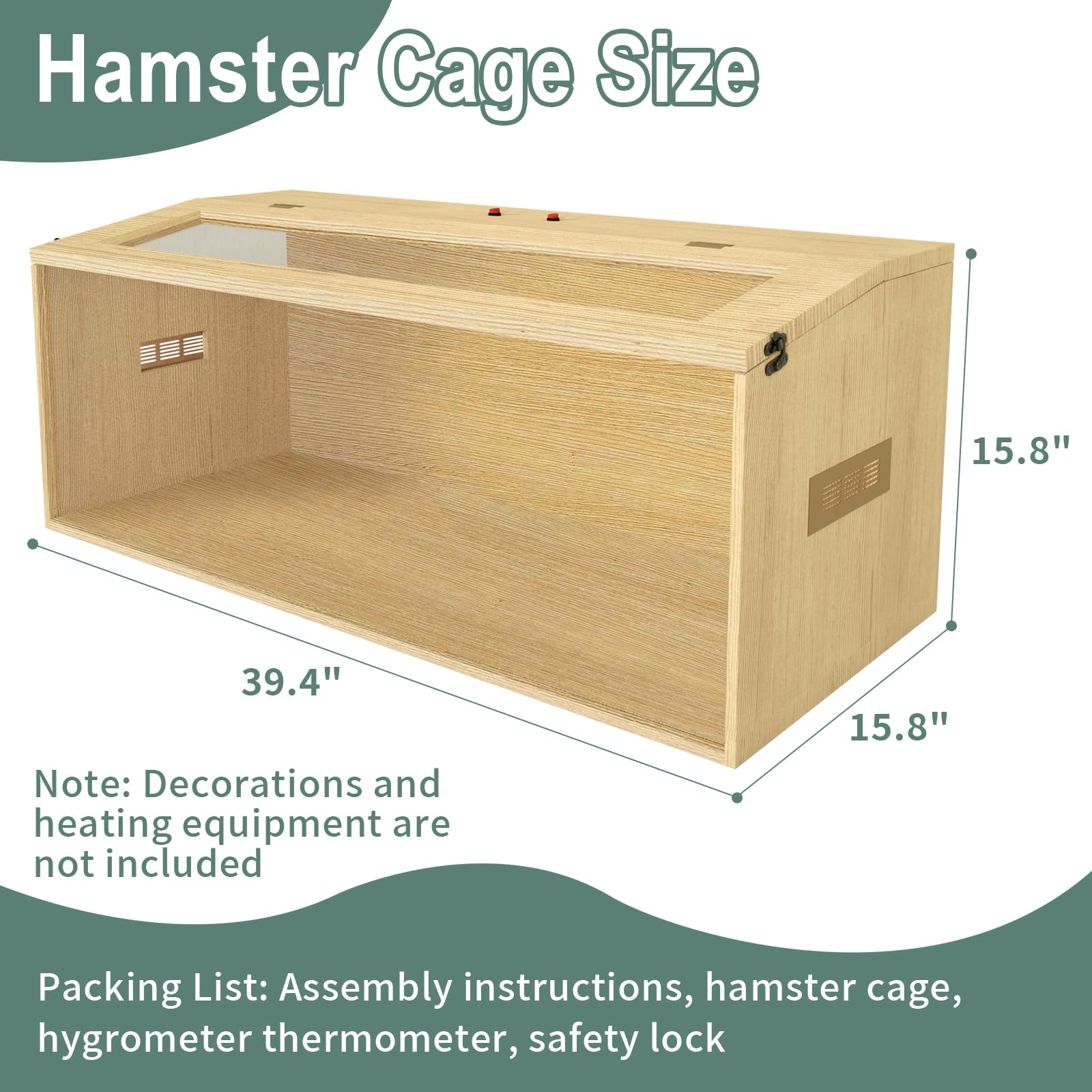 Large Hamster Cage 40, Top Opening Lockable Roof, Gerbil Cage With Ventilation Window, Dwarf Hamster Cages And Habitats, Chewp
