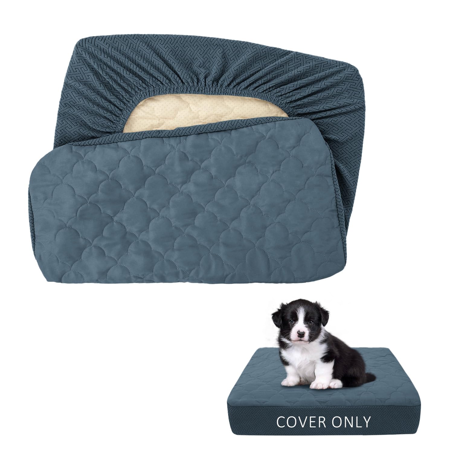 Chhkon Dog Bed Covers Replacement Washable Waterproof Pet Puppy Bed Cover For Dog(Blue,30X20X6 Inch)