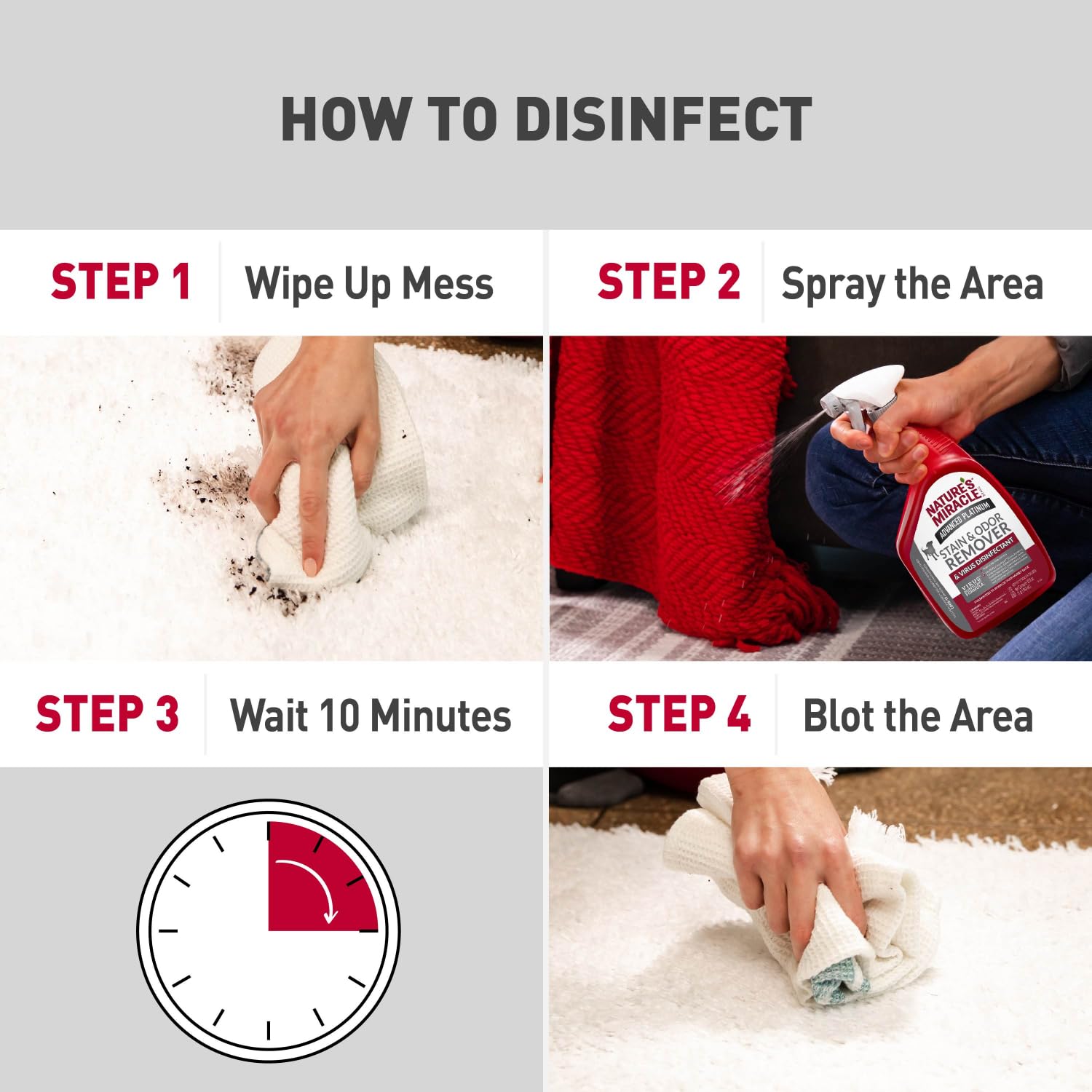 Nature'S Miracle Advanced Platinum Stain And Odor Remover And Virus Disinfectant, 32 Ounces, Disinfects And Cleans