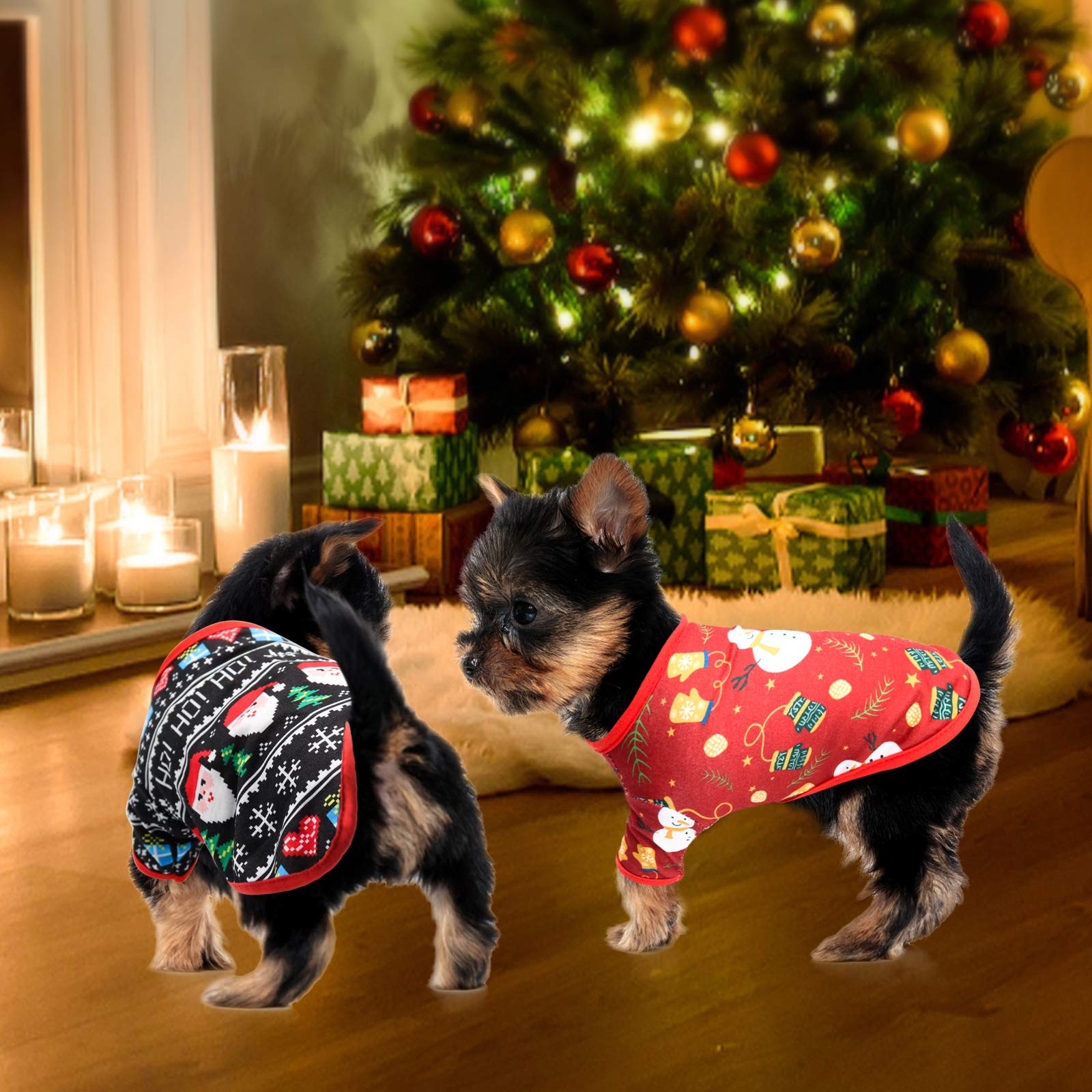 Hylyun Dog Christmas Shirt 2 Packs - Christmas Pet Shirt Soft Breathable Puppy Shirts Printed Pet Clothing For Small Dogs And Cats Xs