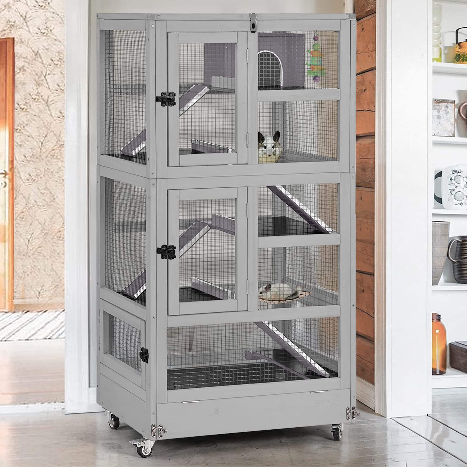 Gutinneen Ferret Cage Rat Cage 5 Levels Small Animal Cage For Chinchilla, Hedgehogs, Squirrel, Chameleon, Lizard, Gerbils Anti-C