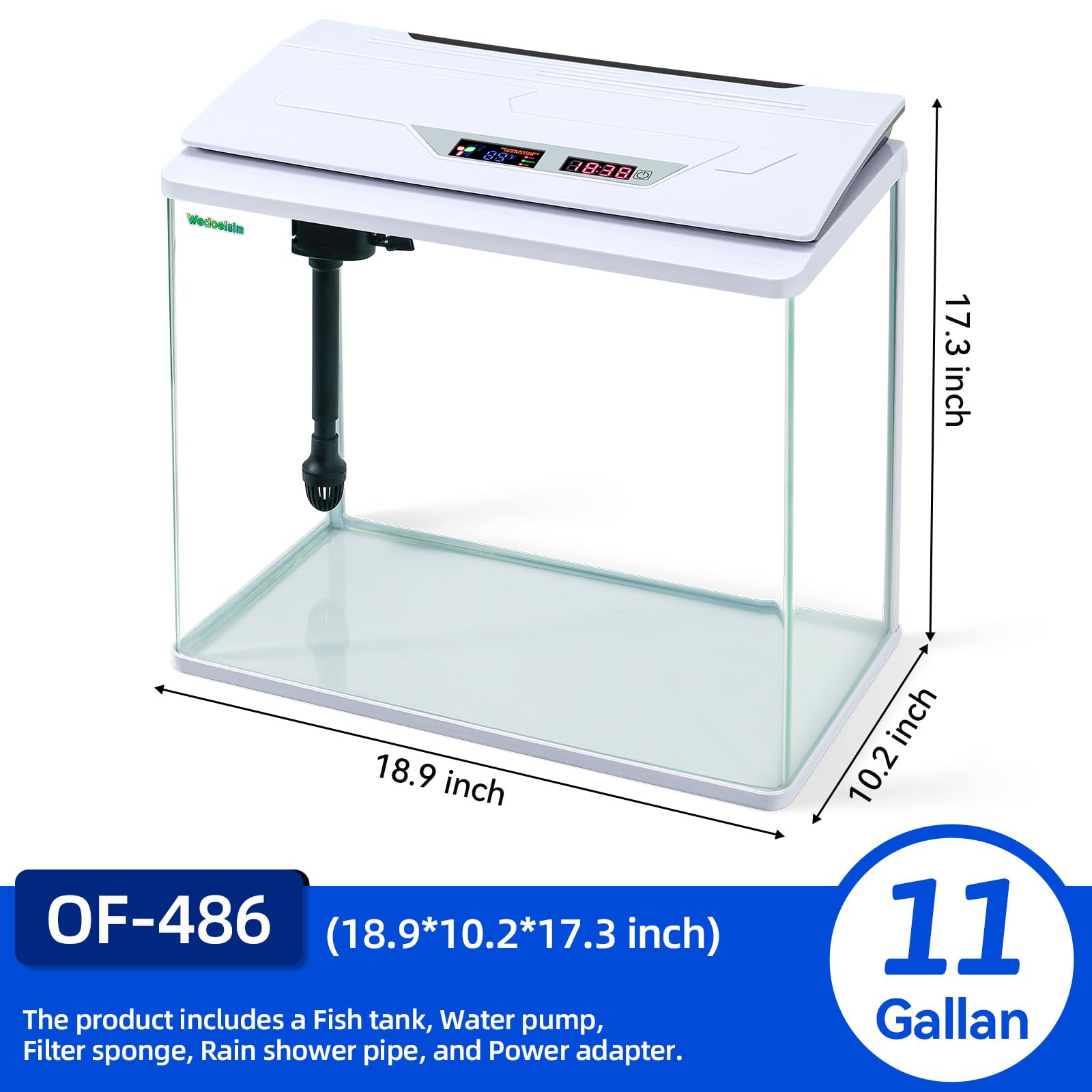 High-Transparency 11 Gallon Fish Tanks, Betta And Goldfish Tanks With Filter, Light, Seven-Color Led, Integrated Oxygenation, Fi