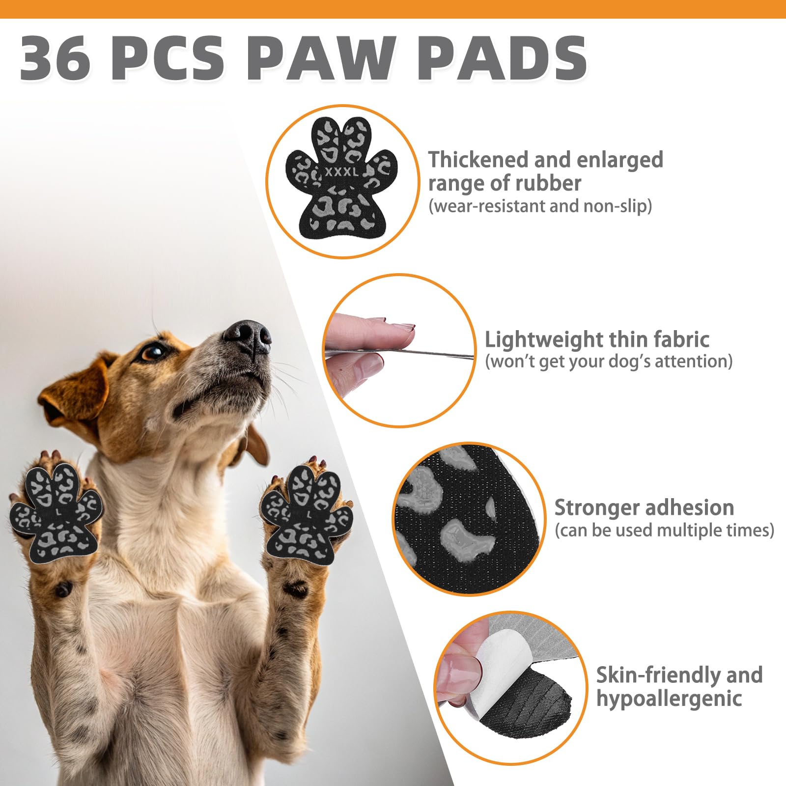 Kooltail Anti-Slip Dog Paw Protector Gripper Traction Pads For Hot Pavement, Dog Feet Stickers With Stronger Adhesive On Hardwoo