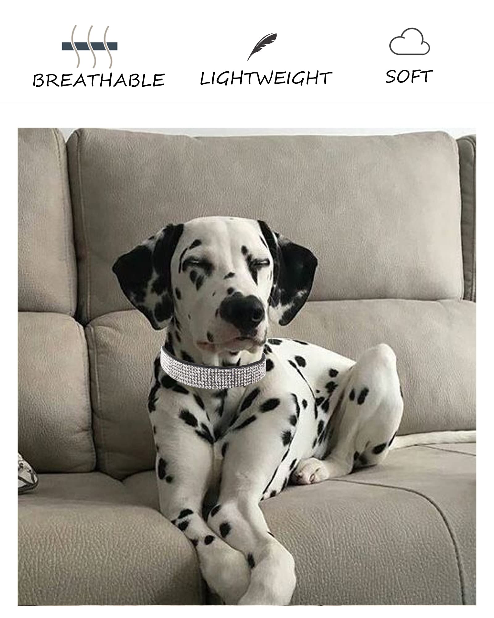 Dog Collar For Medium Dogs, Adjustable Leather Suede Bling Dog Collars,Rose Red Dog Collar Cat Collar, Rhinestone Dog Collar (M,