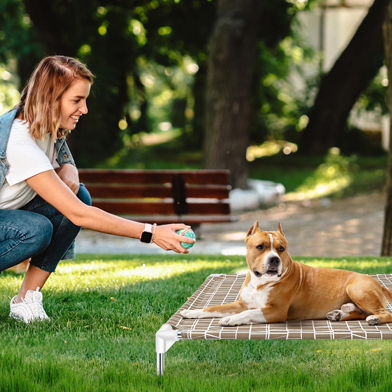Dopliv Elevated Dog Bed - Raised Pet Cot, Medium Size, Portable Indoor & Outdoor Dog cot Bed, Soft and Comfortable, Pet Bed for