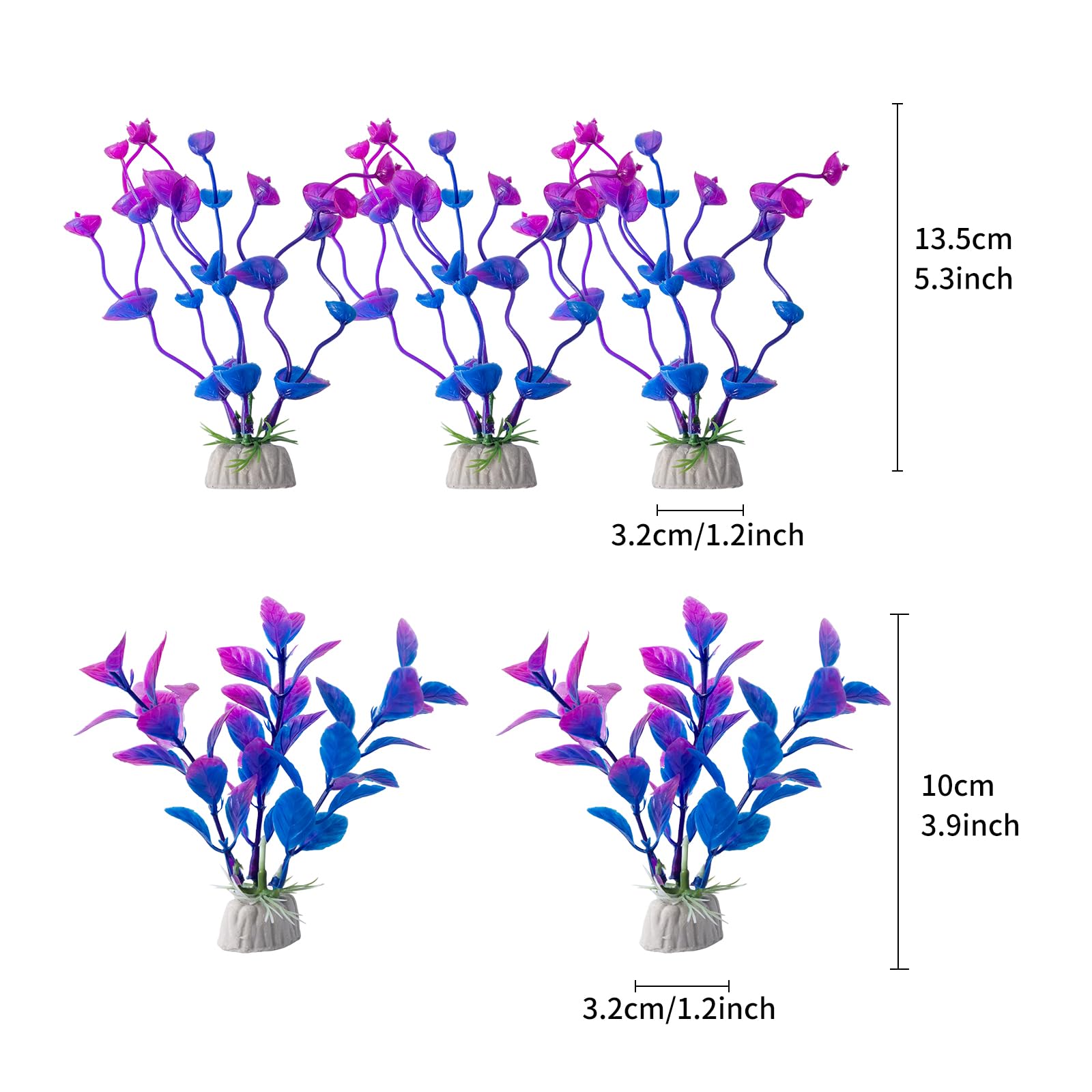 COMSUN 25 Pack Artificial Aquarium Plants, Small Size 4 inch Approximate Height Fish Tank Decorations Home D  cor Plastic Light