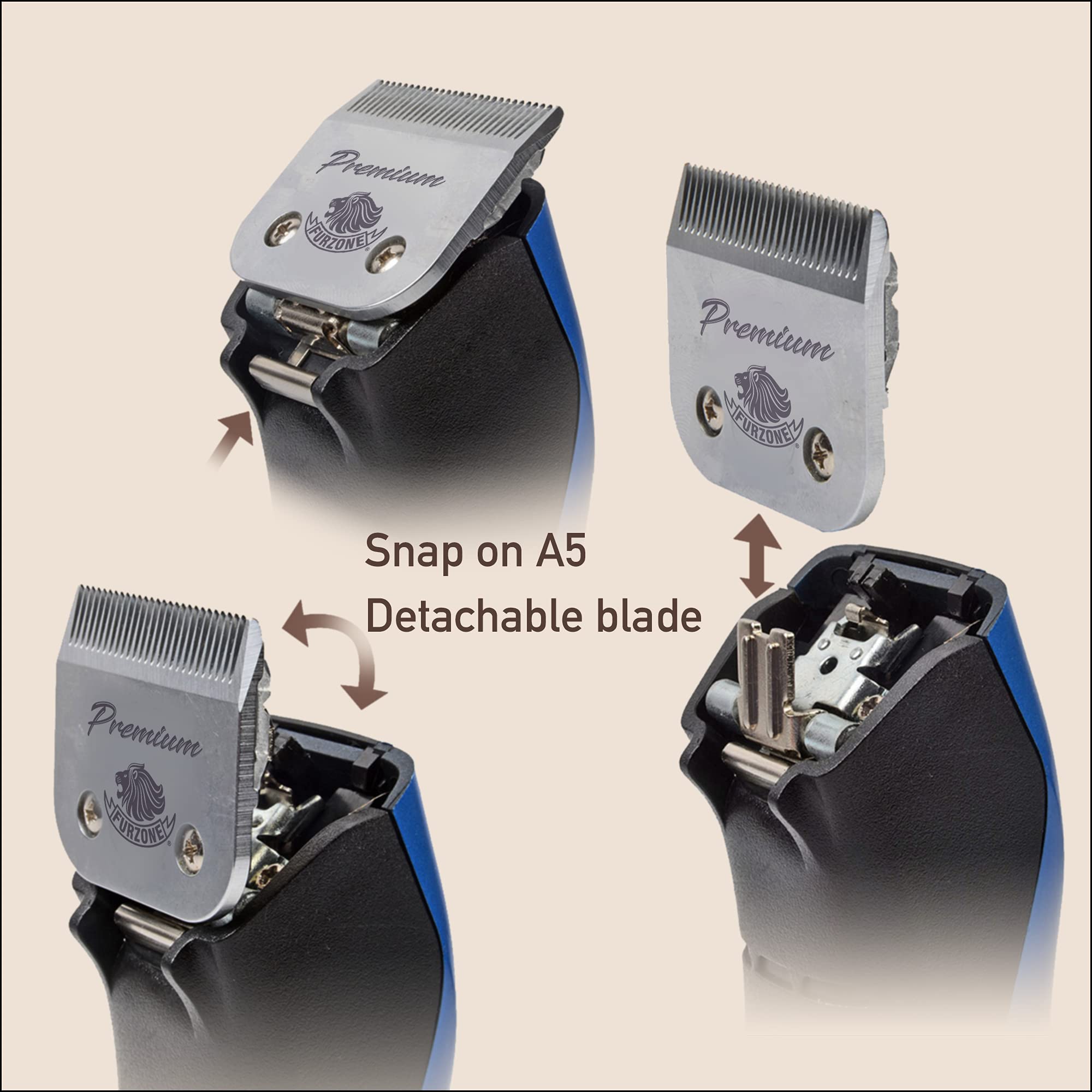 Furzone Detachable Blade - Size 5F Blade 1/4'', Made of Extra Durable Japanese Steel, Compatible with Most Andis, Oster, Wahl A5