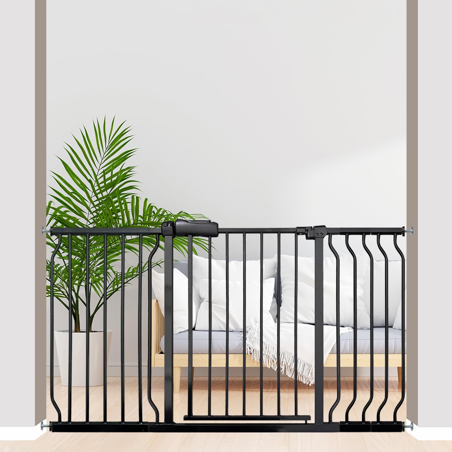 Vothco Baby Gates Extra Wide 53-57.5 Inch Large Baby Gate for Stairs Tension Pet Dog Gates Indoor for Doorways No Drilling Press
