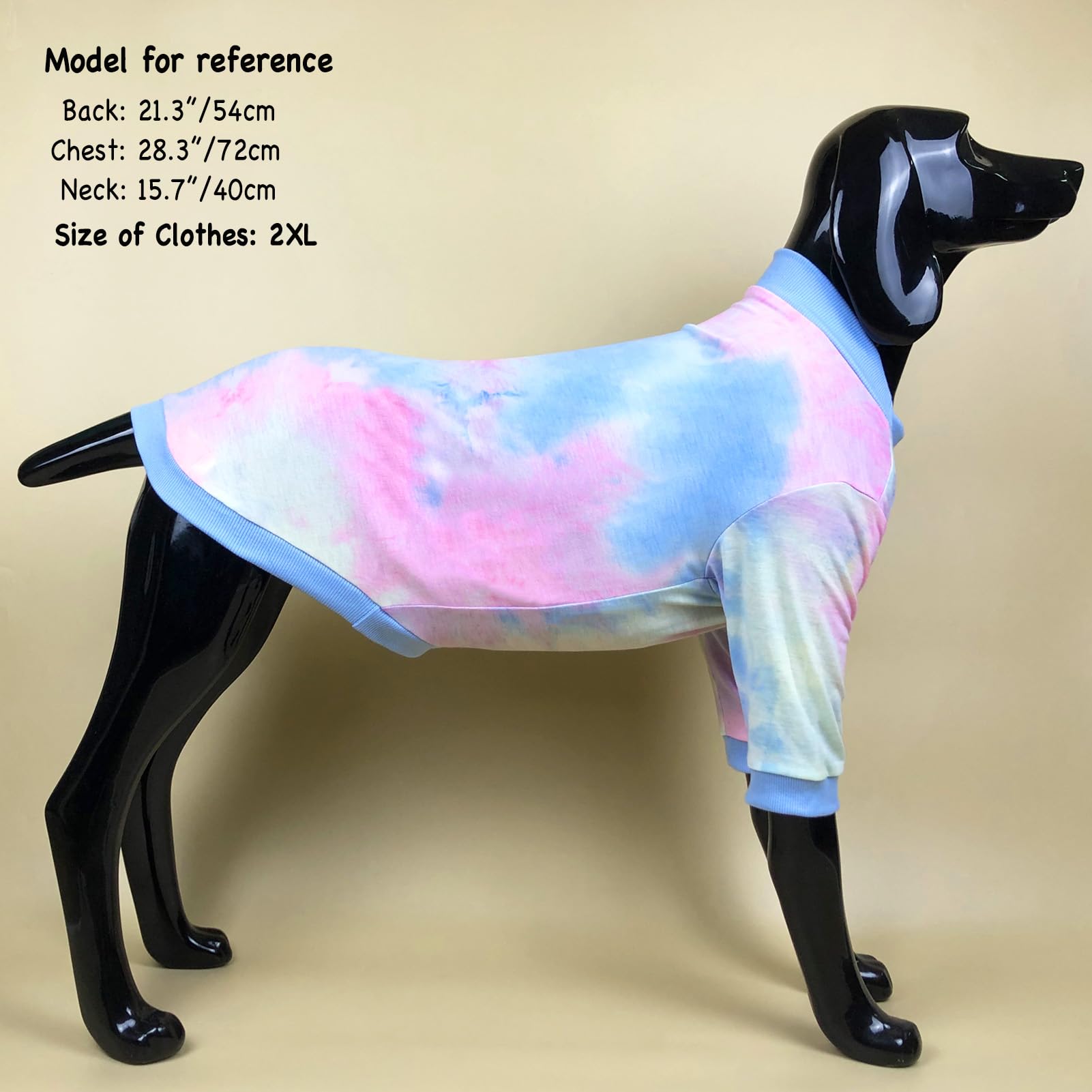 D.E.E Cotton Dog Shirts Large Tie Dye Dog Clothes Lightweight Girl Boy Big (Blue, 4X-Large)