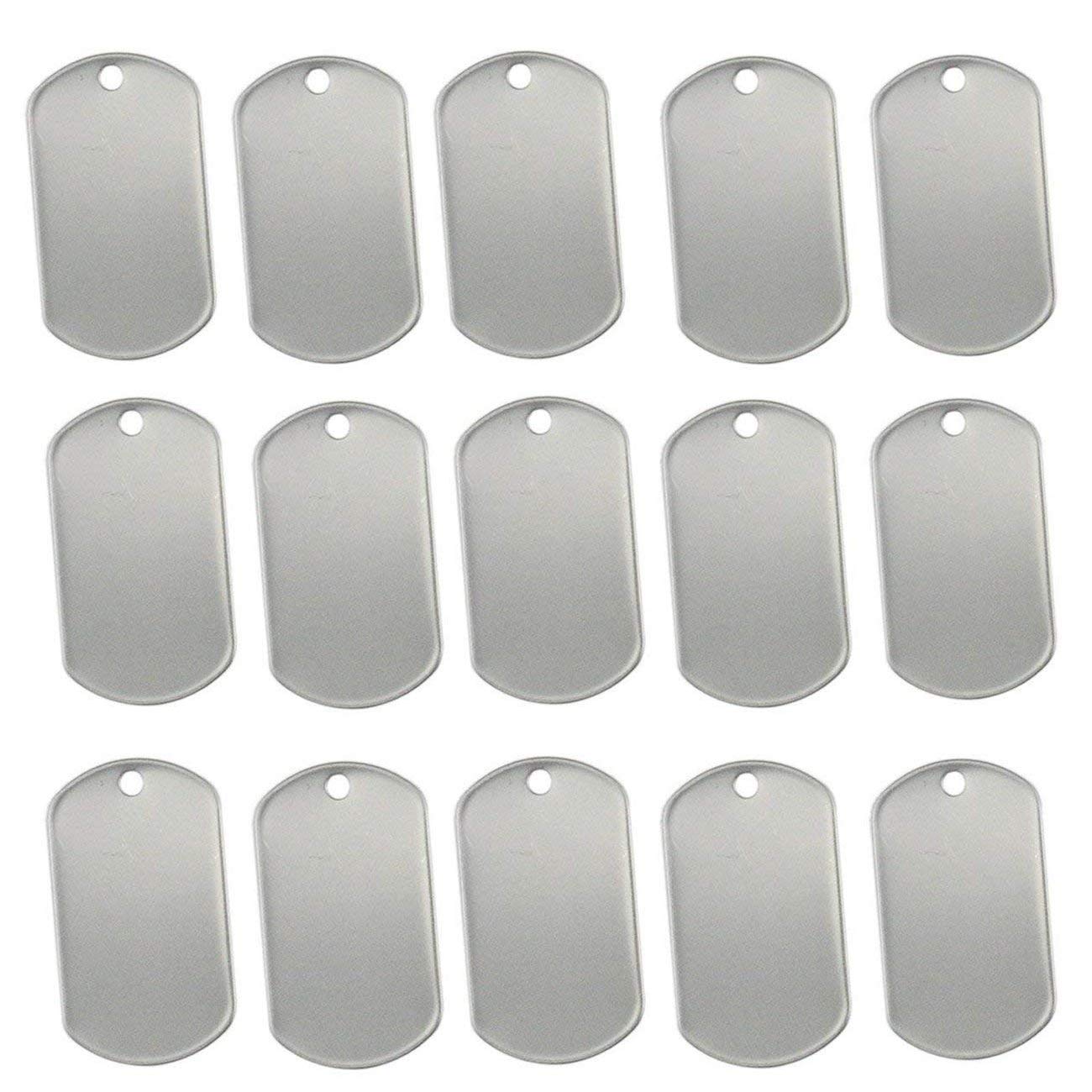Tinsow 100Pcs Blank Bulk Dog Tags For Stamping Engraving Shiny Stainless Steel Military Rolled Edge Backing Dog Tags For Doggies