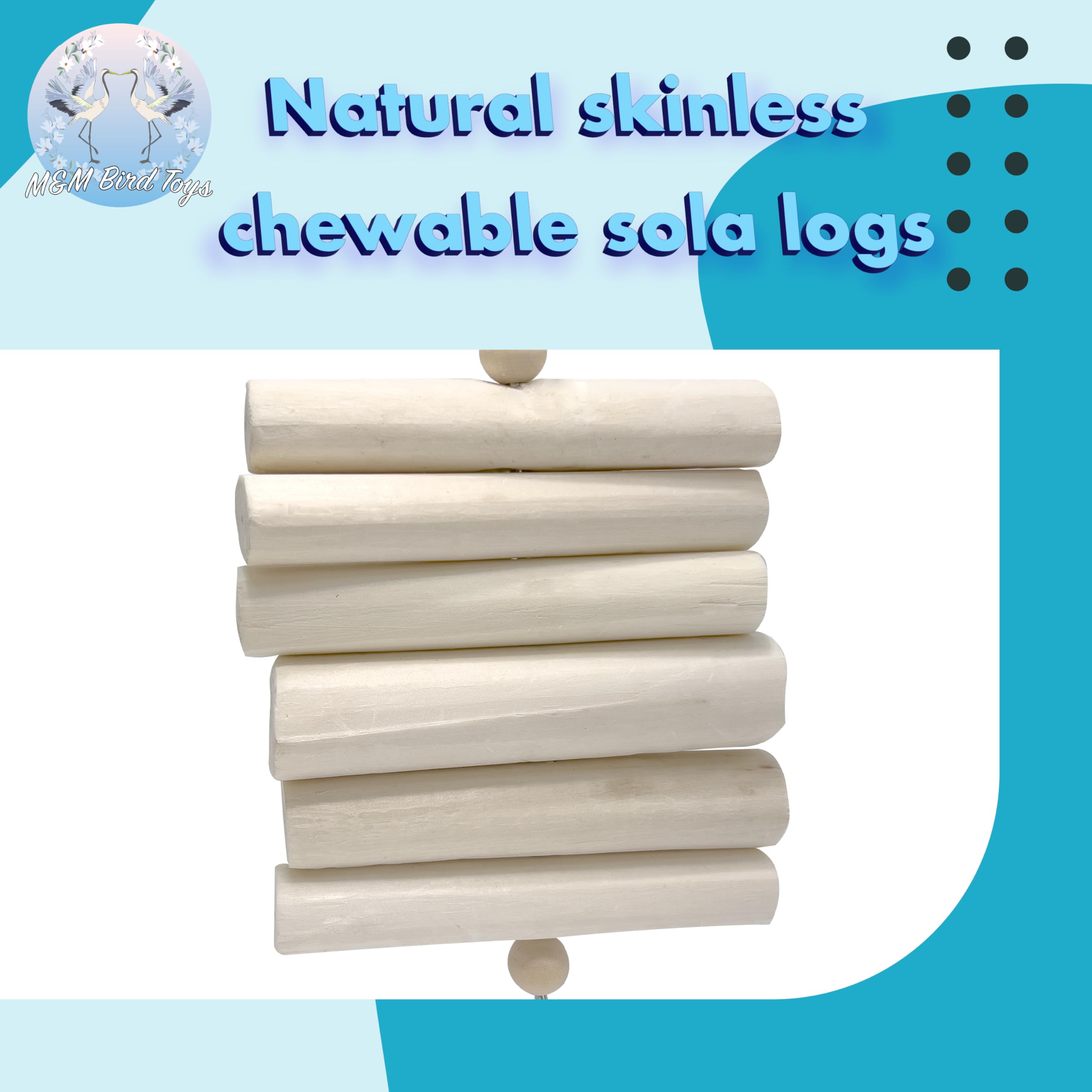 1069 Natural Sola Chewer - Handcrafted Foraging Bird Cage Toy, Natural Skinless Sola Logs, Easy For Pets To Shred, Shape Changin