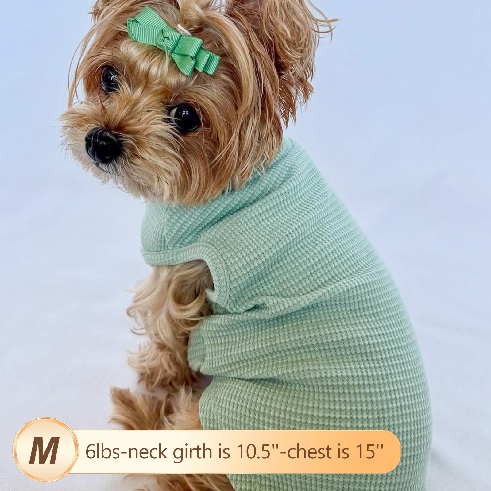 Kyeese 2Pack Dog Shirts Waffle For Small Dogs Stretchy Dog T-Shirts Lightweight Tank Top Sleeveless Vest Breathable Cat Shirt, M