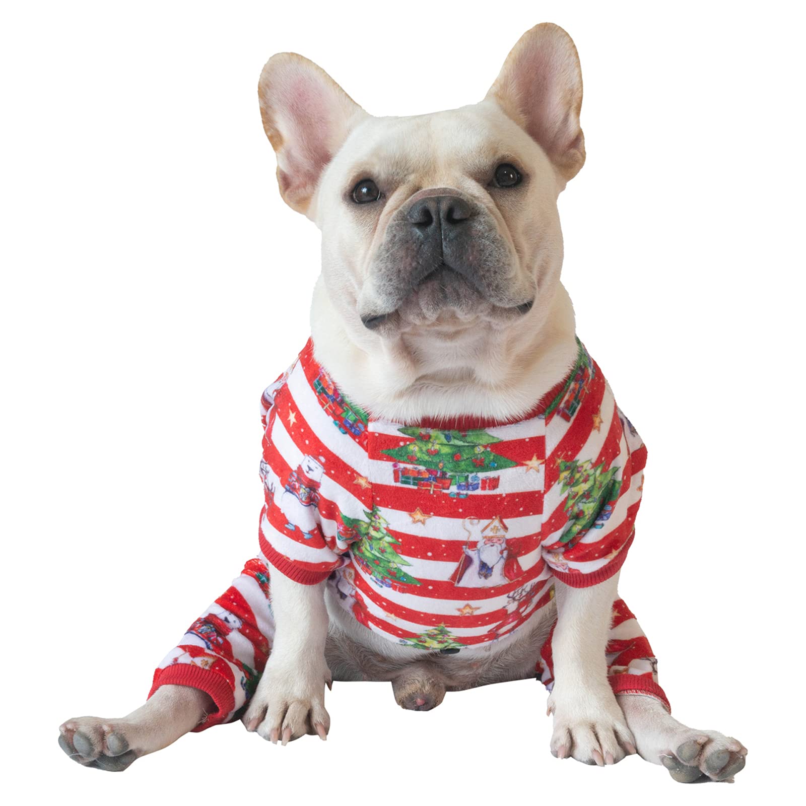 Cutebone Christmas Dog Pajamas Shirt Winter Holiday Cute Pjs Pet Clothes Bodysuit For Doggie Onesies P186S