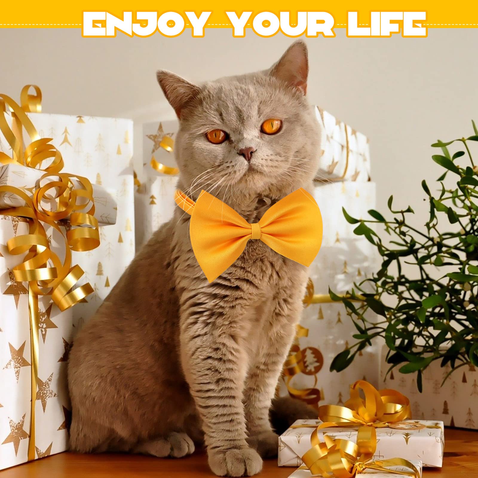 Cindeer 120 Pcs Dog Bow Ties With Adjustable Collar Puppy Neckties Bulk Cat Bowtie Collar Assorted Colors Solid Pet Grooming Bow