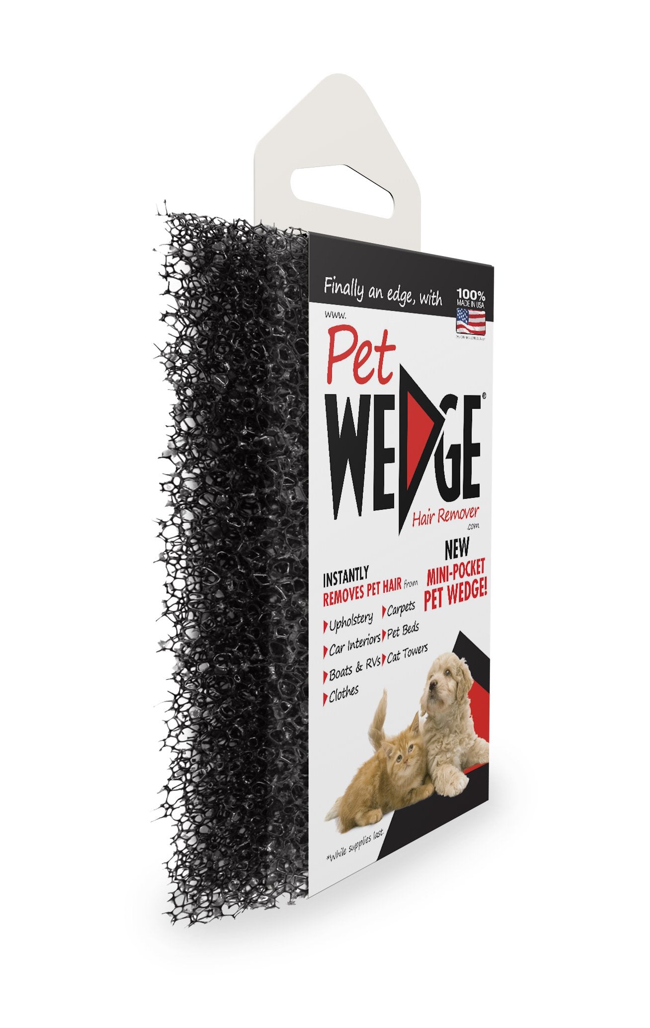 Pet Wedge® Hair Remover- 2 Pack Pet Wedge® & 2 Free Mini-Pocket Pet Wedge®. Bonus Pack