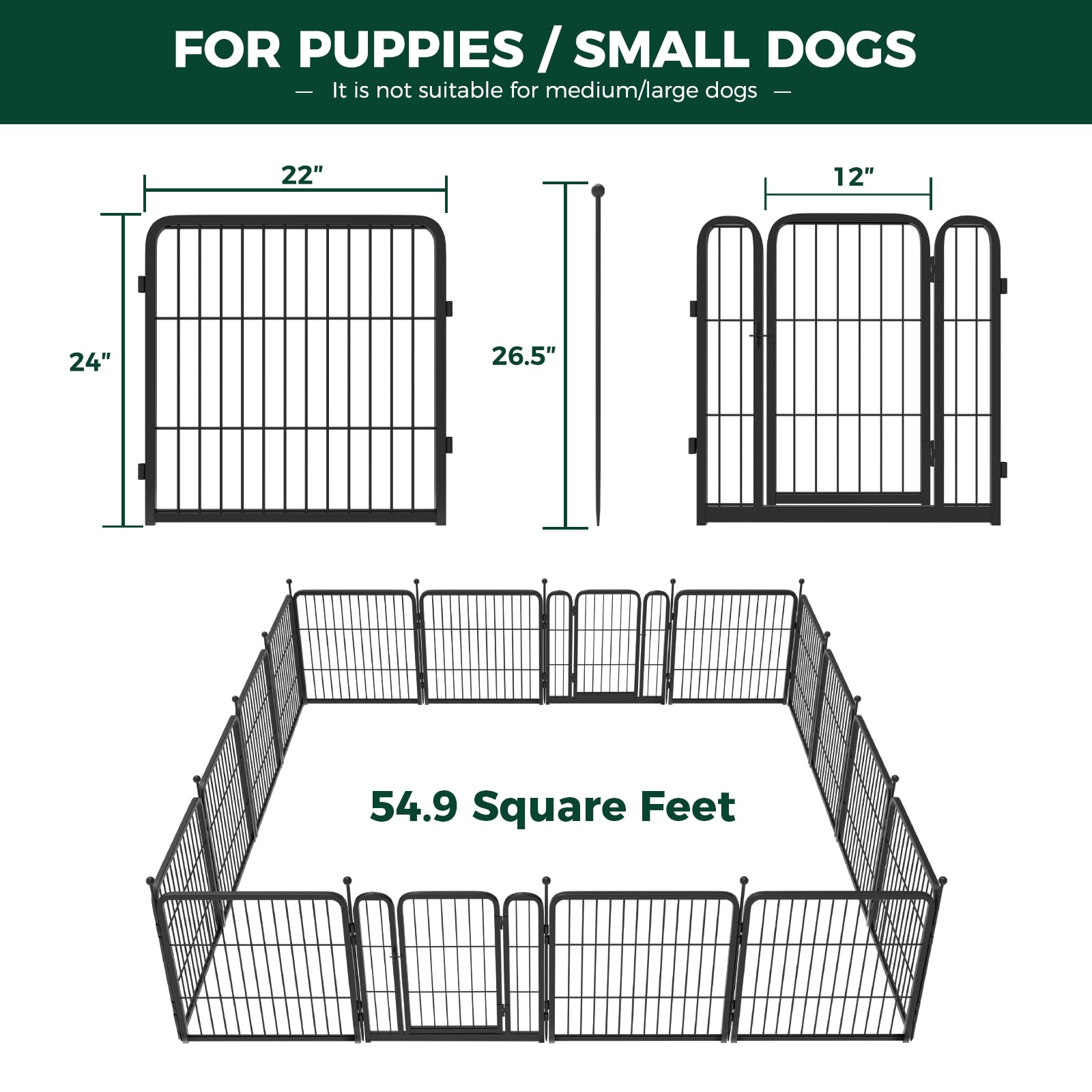 Fxw Rollick Dog Playpen For Yard, Rv Camping, 24 Inch 16 Panels For Puppy And Small Dogs│Patented