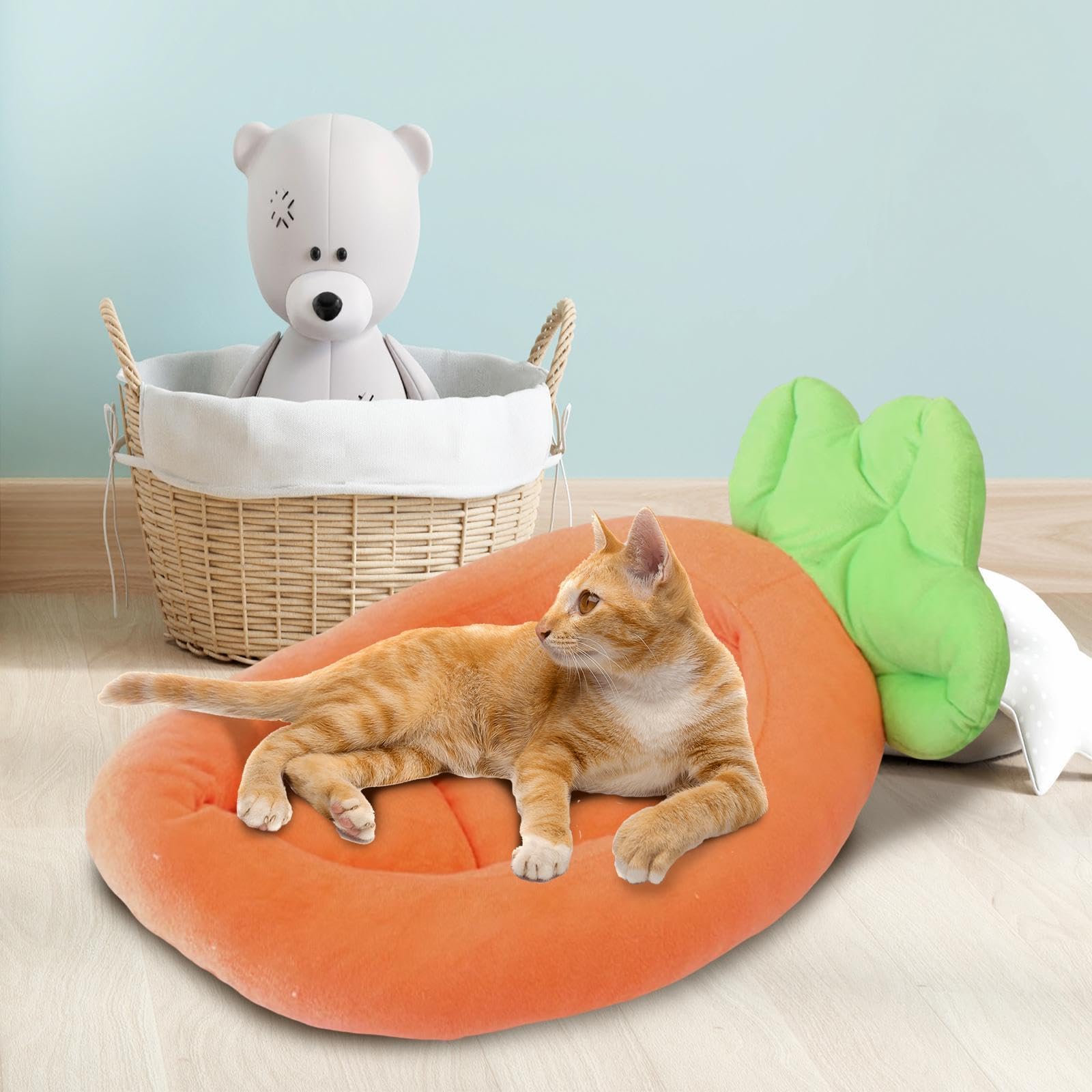 Fashion My Day Dog Nesting Bed Carrot Themed Comfortable Soft Removable Cover Puppy Cushion M
