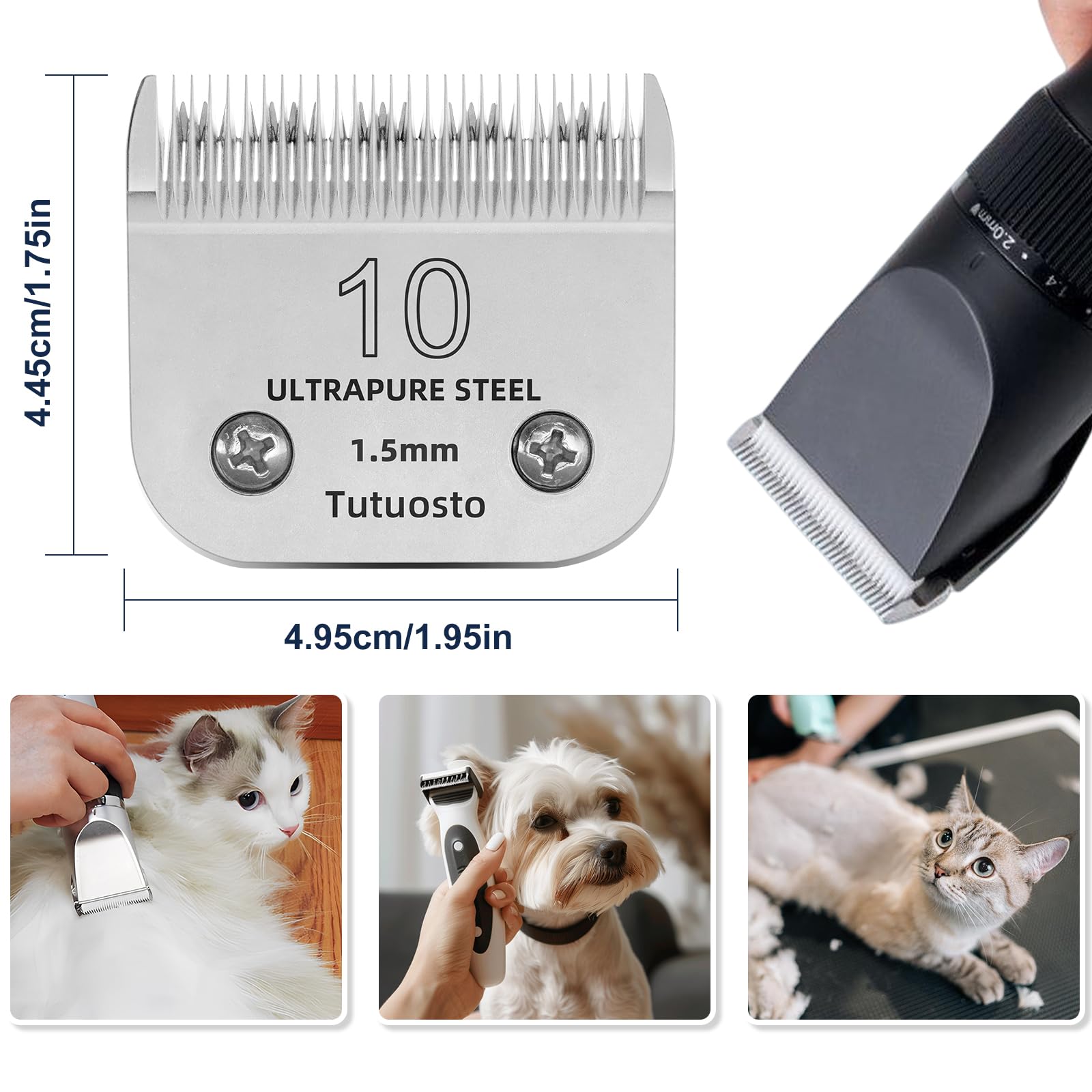 Tutuosto 10# Clipper Blades Pet Grooming Clipper Replacement Blades Detachable Blade Compatible With Andis/Wahl/Oster Dog Clippe