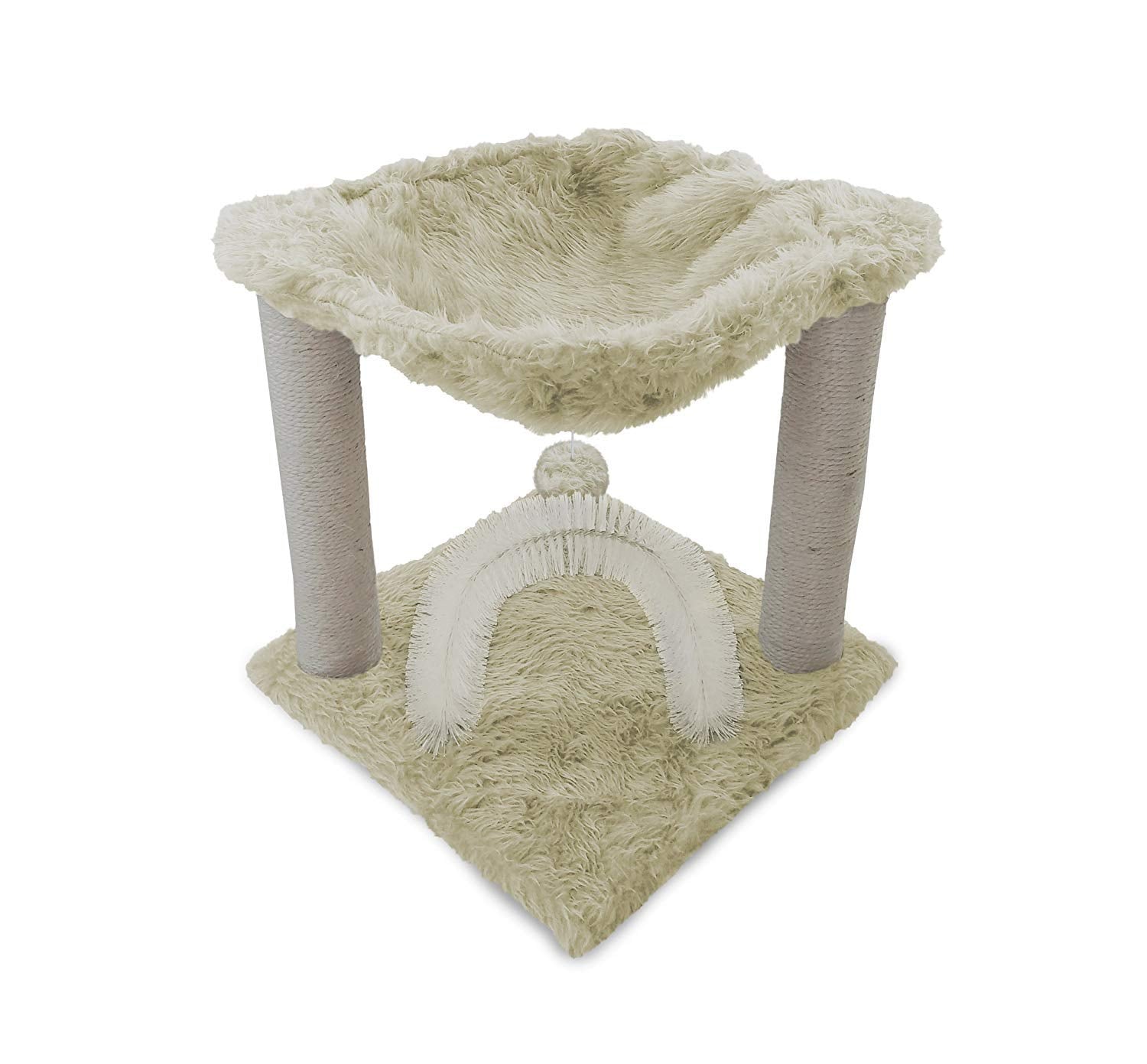 Furhaven 15.75 Tall Playground for Indoor Cats, Ft. Sisal Scratching Posts, Self-Grooming Brush, & Toy - Tiger Tough Hammock Int