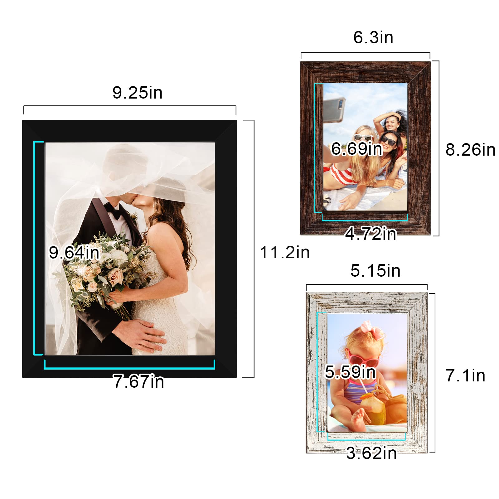 Luckylife Picture Frame Set 10-Pack, Gallery Wall Frame Collage With 8X10 5X7 4X6 Frames In 3 Different Finishes