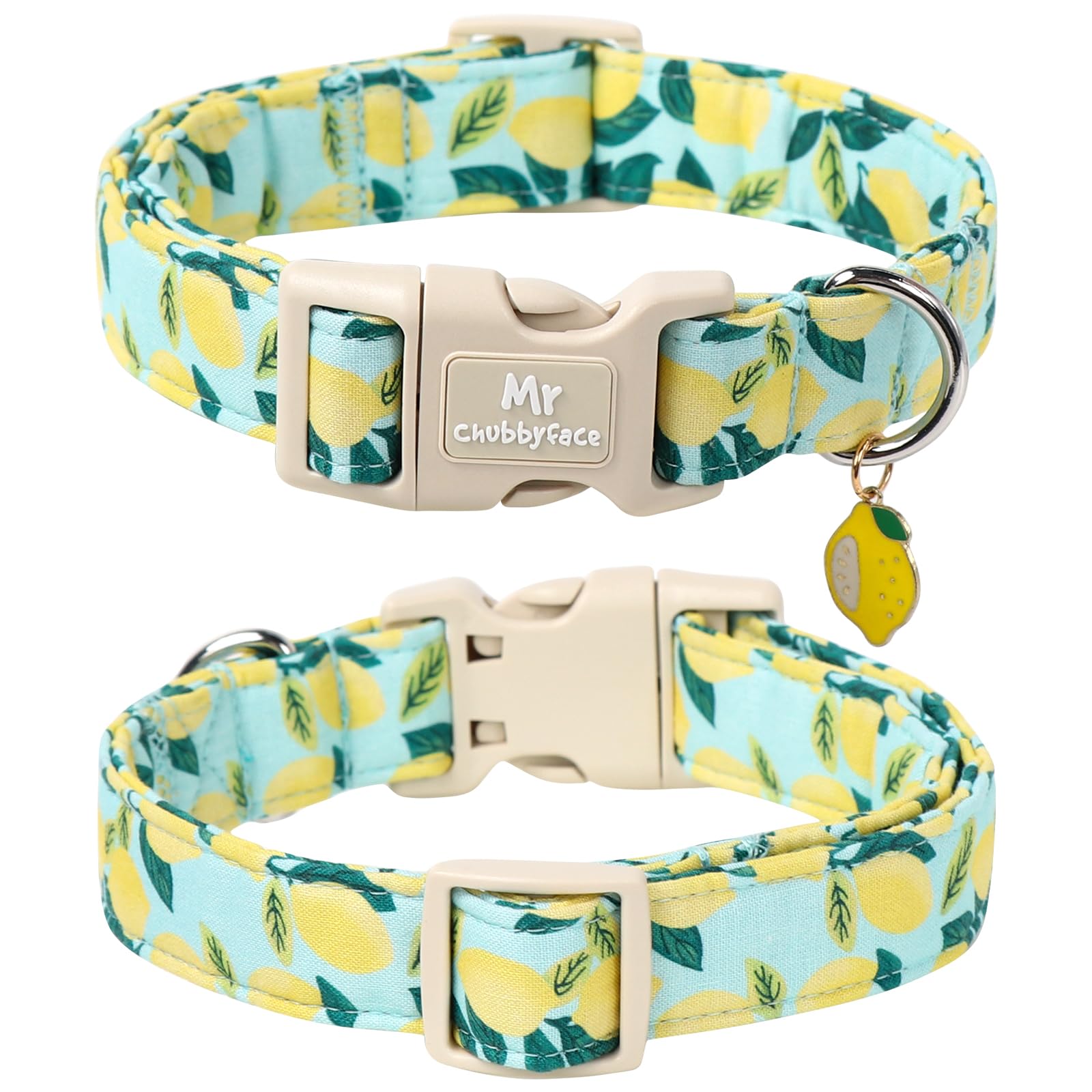 Mr.Chubbyface Summer Lemon Dog Collar, Light Adjustable Puppy Collar With Plastic Buckle, Cute Pet Collar For Small Medium Large