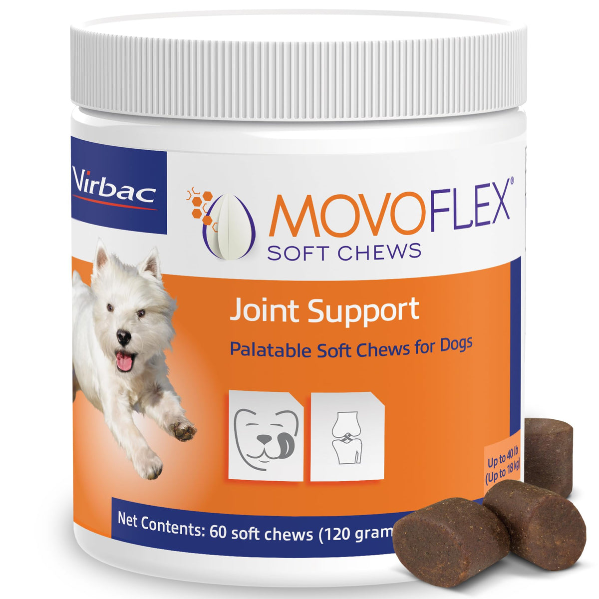 Movoflex Soft Chews Hip And Joint Support Supplement For Small Dogs - 60 Count By Virbac