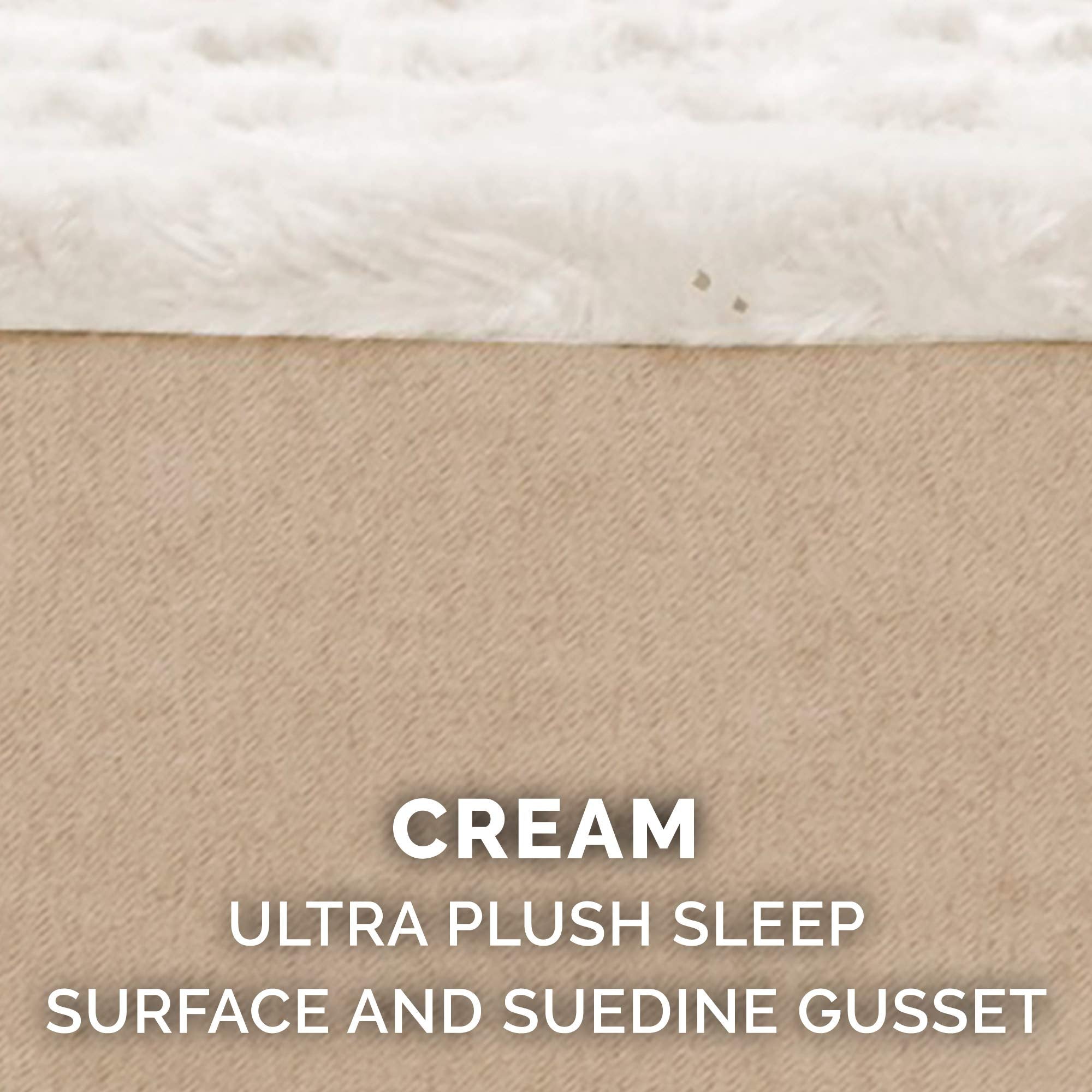 Furhaven Replacement Dog Bed Cover Ultra Plush Faux Fur & Suede Mattress, Machine Washable - Cream, Medium