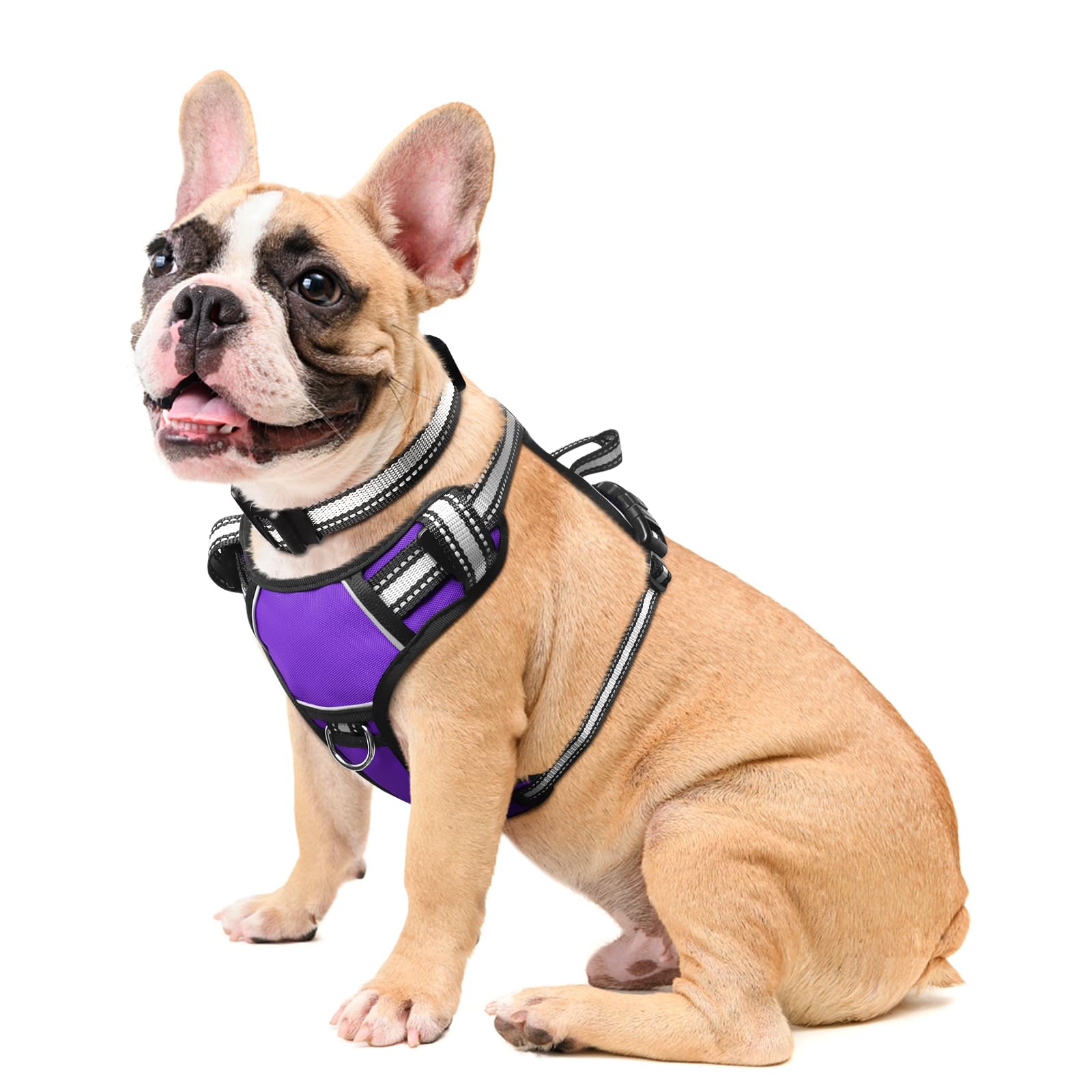 Winsee Dog Harness No Pull, Pet Harnesses With Dog Collar, Adjustable Reflective Oxford Outdoor Vest, Front/Back Leash Clips For