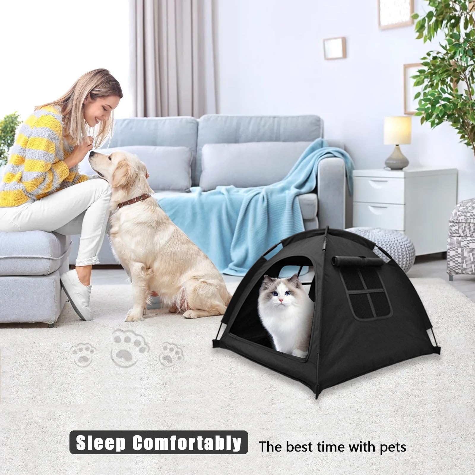 Nockovi Cat Tent House?Cat'S Nest, Quick Assembly And Disassembly, Portable Indoor/Outdoor Pet Tent House For Cats, Puppies And
