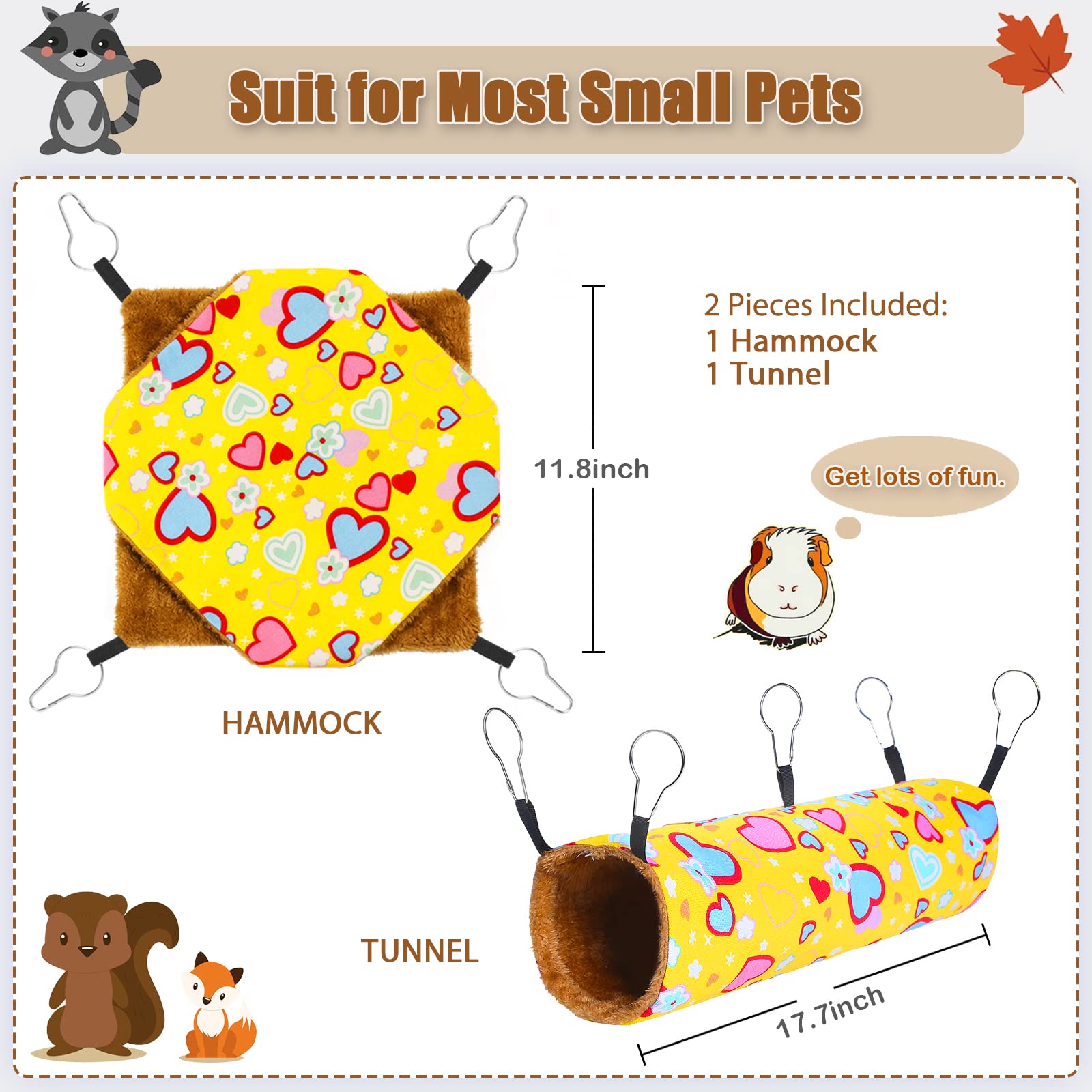 Petonfun Ferret Rat Hammock Guinea Pig Hideout Toys Large Soft Small Animal Bed Sugar Glider Chinchilla Squirrel Hammock Set For