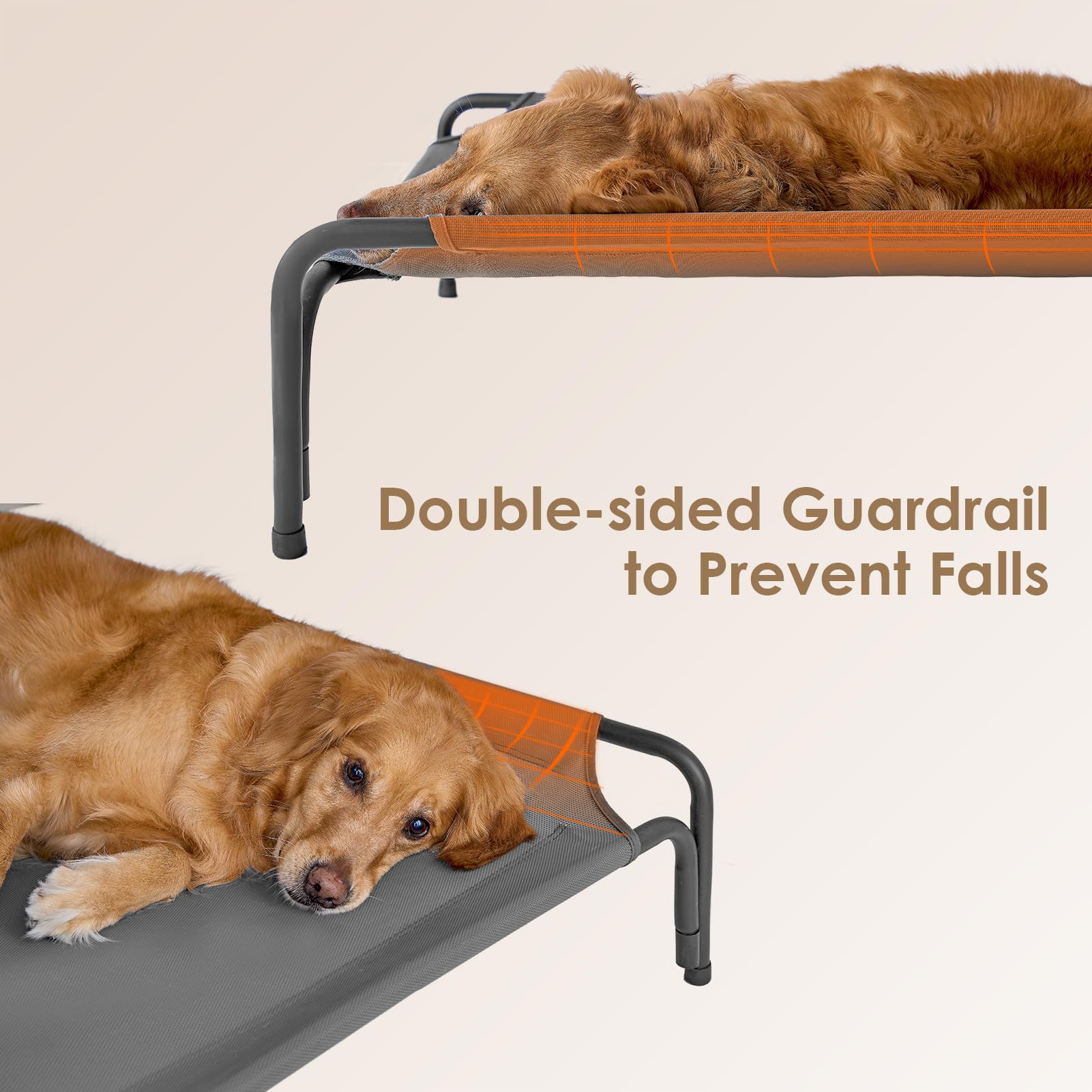 Eheyciga Reinforced Elevated Large Dog Cot Bed, Raised Outdoor Dog Hammock, Lifted Pet Platform With Frame And Washable Waterpro